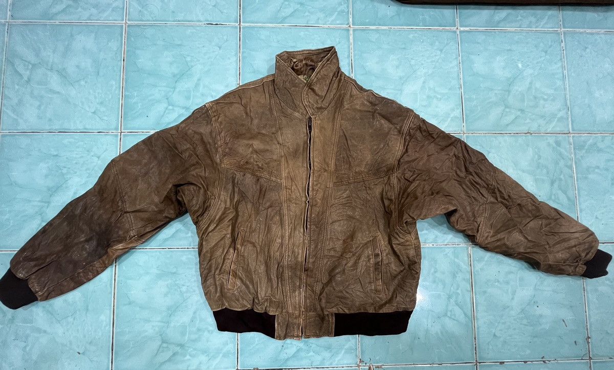 Japanese Brand × Leather VINTAGE RARE "World Map" Leather Jacket Bomber Size US L / EU 52-54 / 3 - 2 Thumbnail