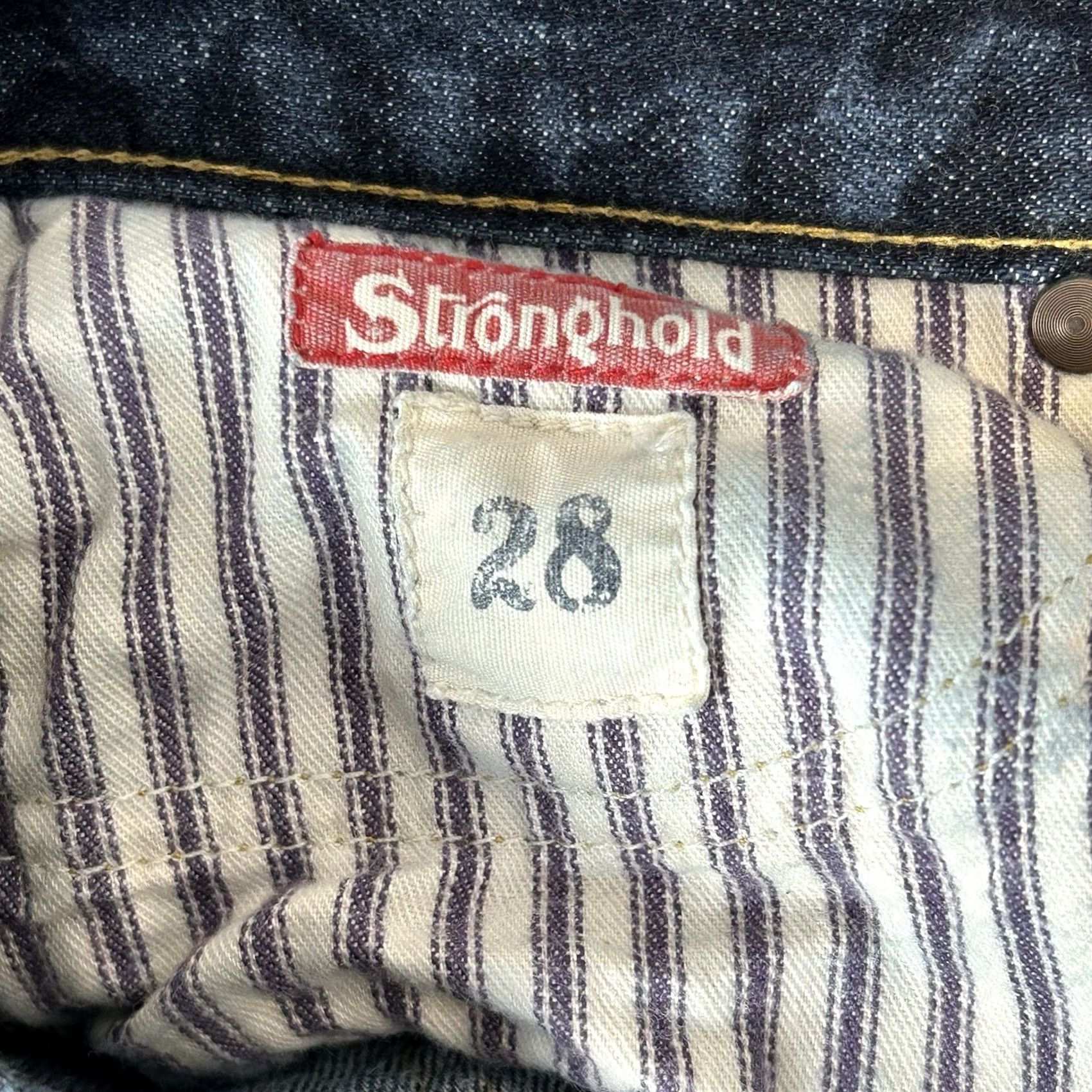 Denime VINTAGE The Stronghold Selvedge Denim Blue Jeans Slim Fit Men 29x30 Slim Blue City Fashion 5-Pocket Mens Size US 29 - 6 Thumbnail