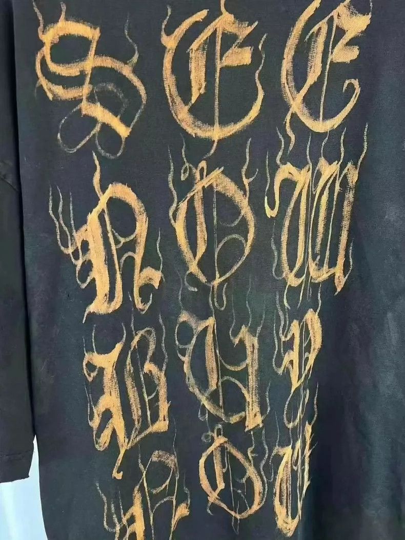 Balenciaga Balenciaga 23SS mud-dyed Sanskrit short sleeves are old mo Size US M / EU 48-50 / 2 - 5 Thumbnail