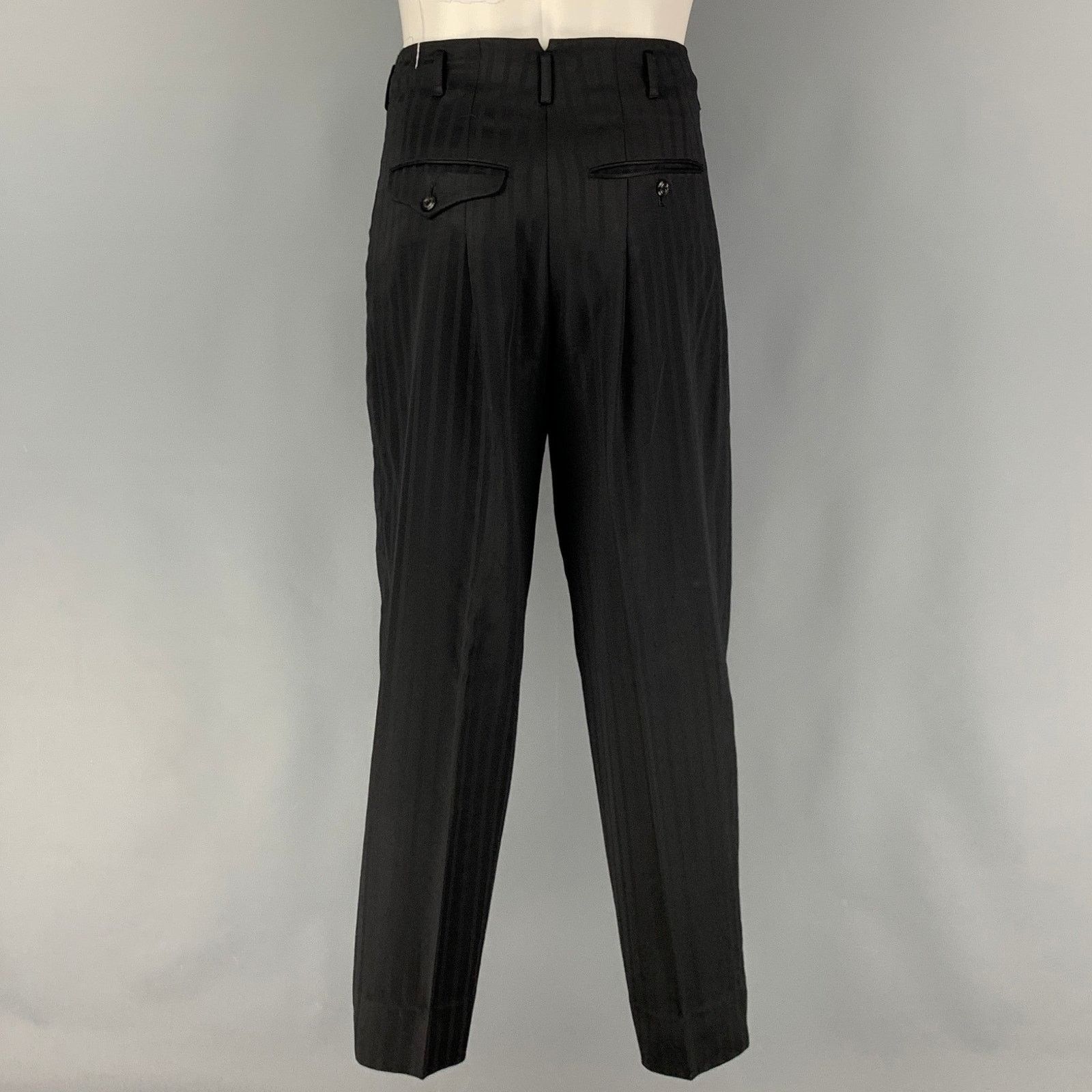 Matsuda MATSUDA Size S Black Stripe Wool Double Breasted 30 29 Suit Size 42R - 6 Thumbnail