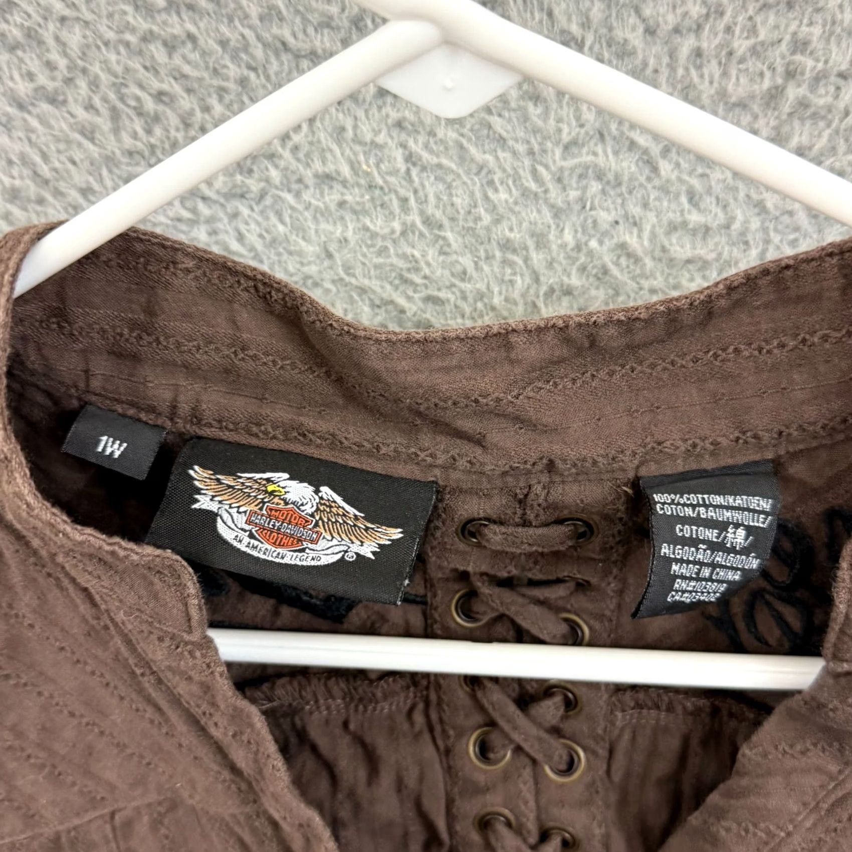 Harley Davidson Harley-Davidson Shirt Womens 1W Brown V-Neck Button Up Casual Biker Motorcycle Size XS / US 0-2 / IT 36-38 - 7 Thumbnail