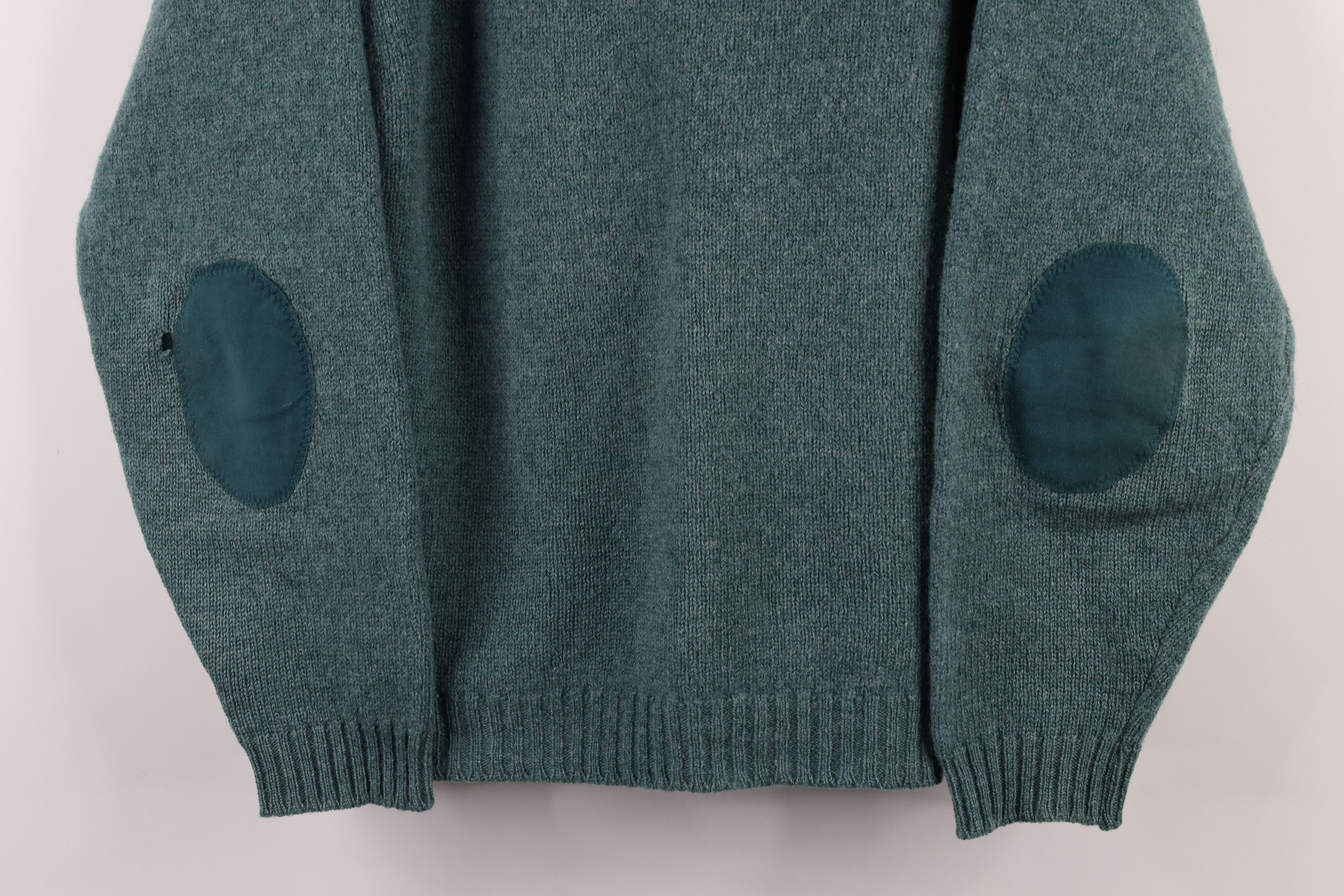 L.L. Bean × Vintage Vintage 90s LL Bean Elbow Patch Wool Knit Sweater Green Size US M / EU 48-50 / 2 - 3 Thumbnail
