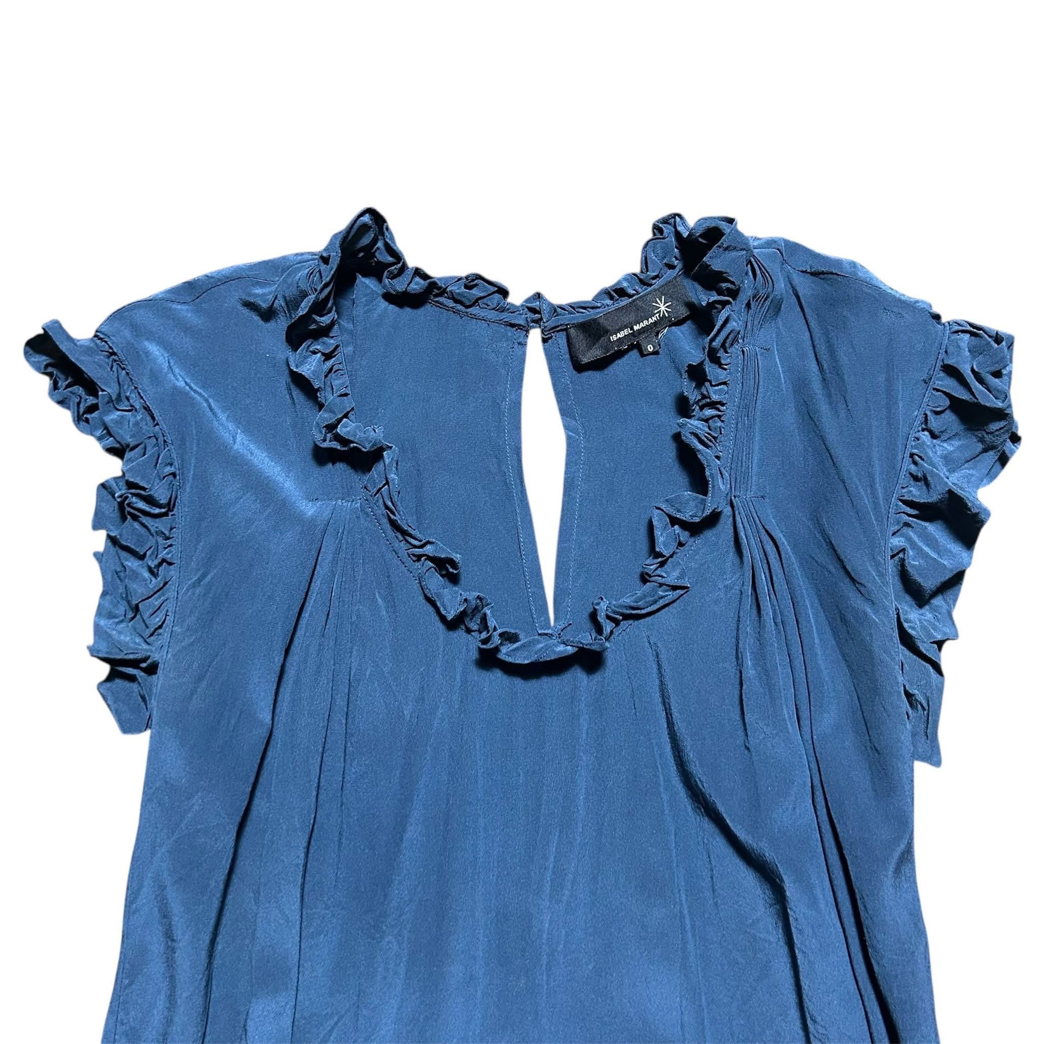 Isabel Marant ISABEL MARANT Blue Ruflee Trime Mini Dress Tie Waist Size S / US 4 / IT 40 - 4 Thumbnail