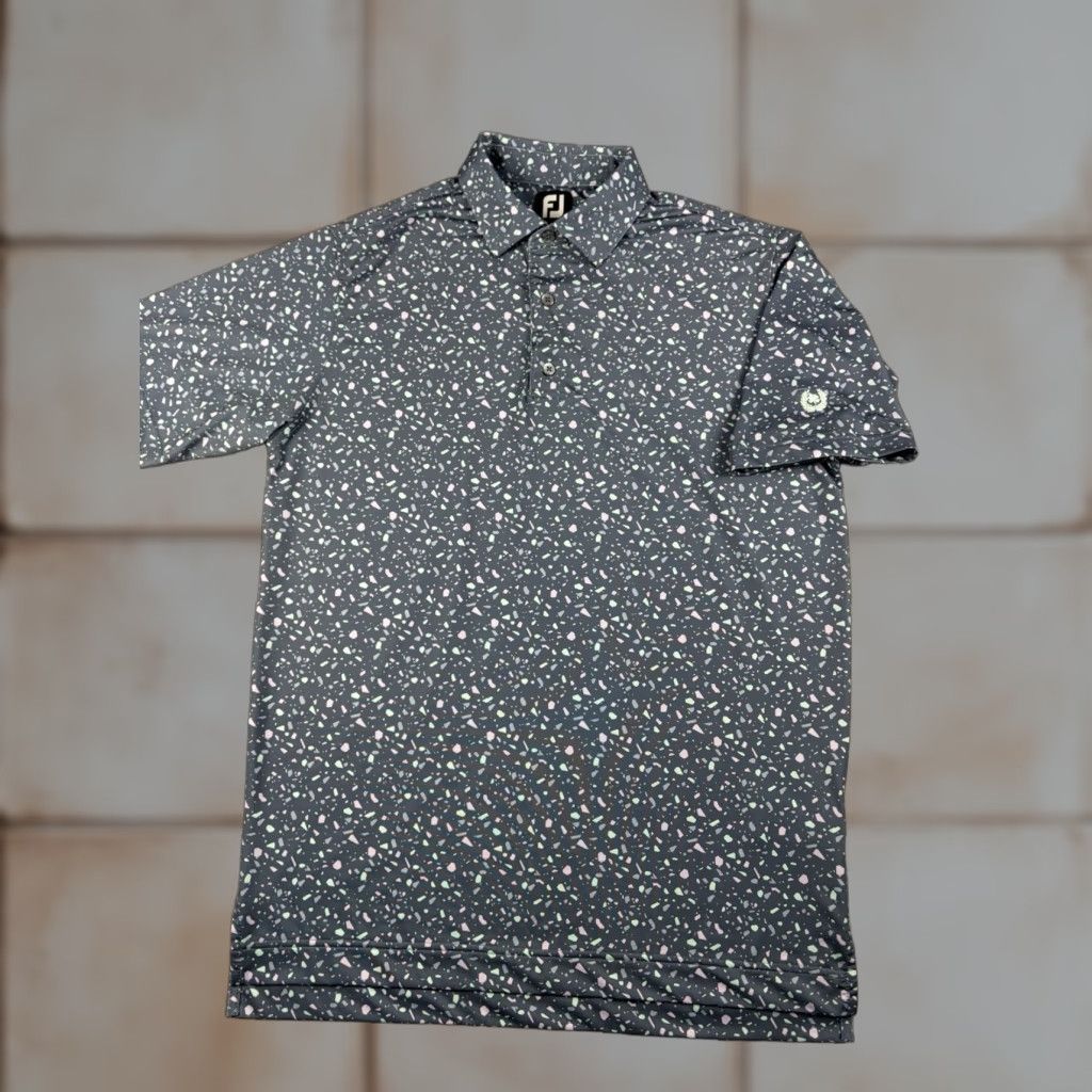 Footjoy Footjoy Polo Shirt Men’s Size M Geometric All Over Print Golf Performance Short Sleeve Collared Blue Polyester Athletic Regular Men Size US M / EU 48-50 / 2 - 1 Thumbnail
