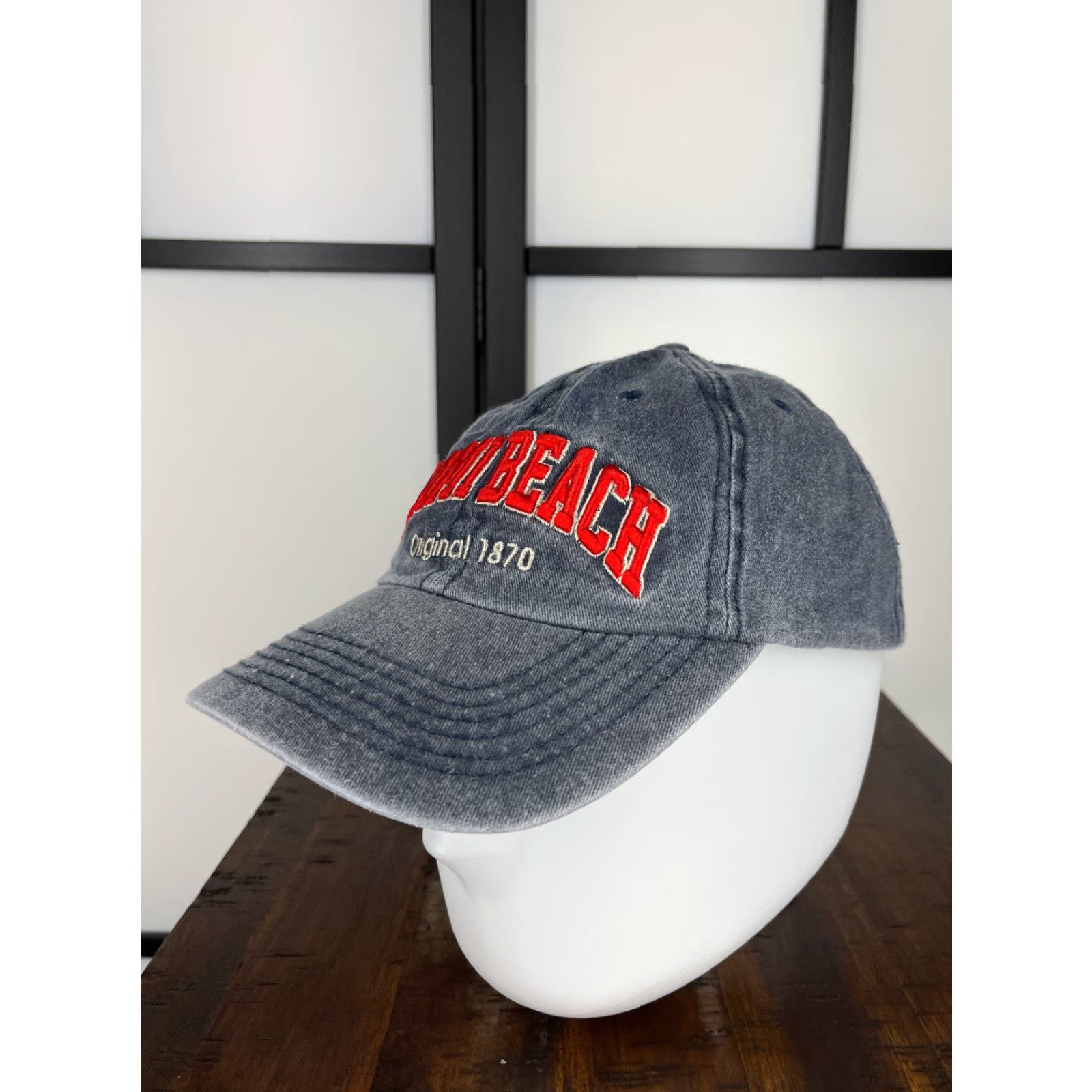 Vintage Miami Beach Original 1870 Hat Cap Strap Back One Size Adult Blue Red 100% Cotton Size ONE SIZE - 4 Thumbnail