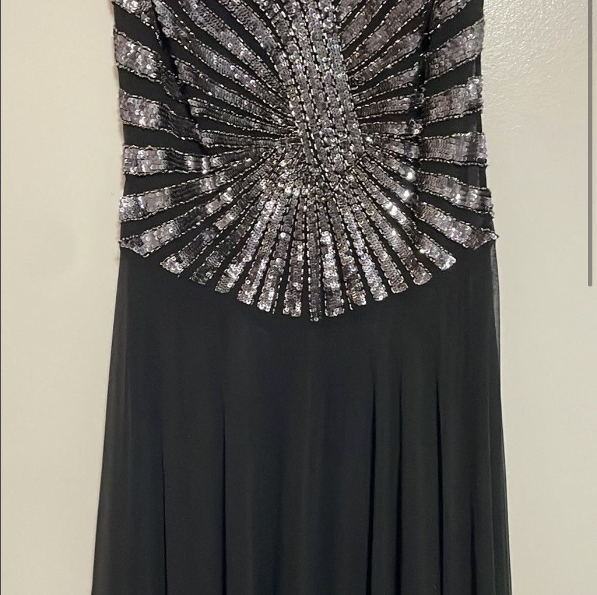 Other Black Sequined V-Neck Maxi Dress Size L / US 10 / IT 46 - 3 Thumbnail