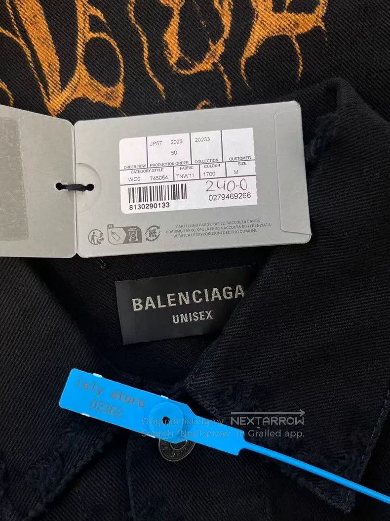Balenciaga Balenciaga Letter Print Collar Long Sleeve Denim Jacket Size US S / EU 44-46 / 1 - 5 Thumbnail