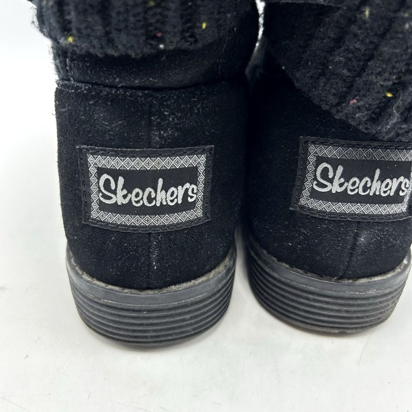 SKECHERS SKECHERS Boots Womens 7 Black Suede Sweater Ankle Pull On Cozy Casual Size M / US 6-8 / IT 42-44 - 6 Thumbnail