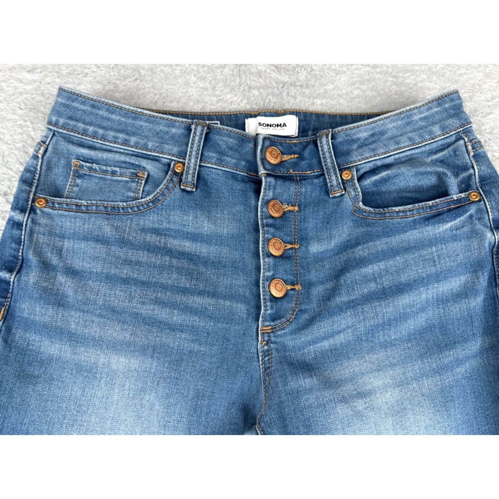 Vintage Sonoma Jeans Womens 8 Blue Denim Crop Bootcut Mid Rise Cotton Blend 29x25 Boots? Size 30" / US 8 / IT 44 - 4 Thumbnail