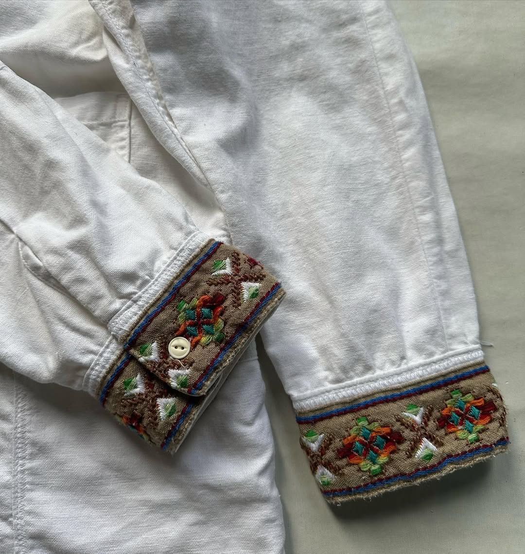 go slow caravan G0 SL0W CARAVAN Crazy Linen Denim Native Wide Shirt Size US L / EU 52-54 / 3 - 6 Thumbnail