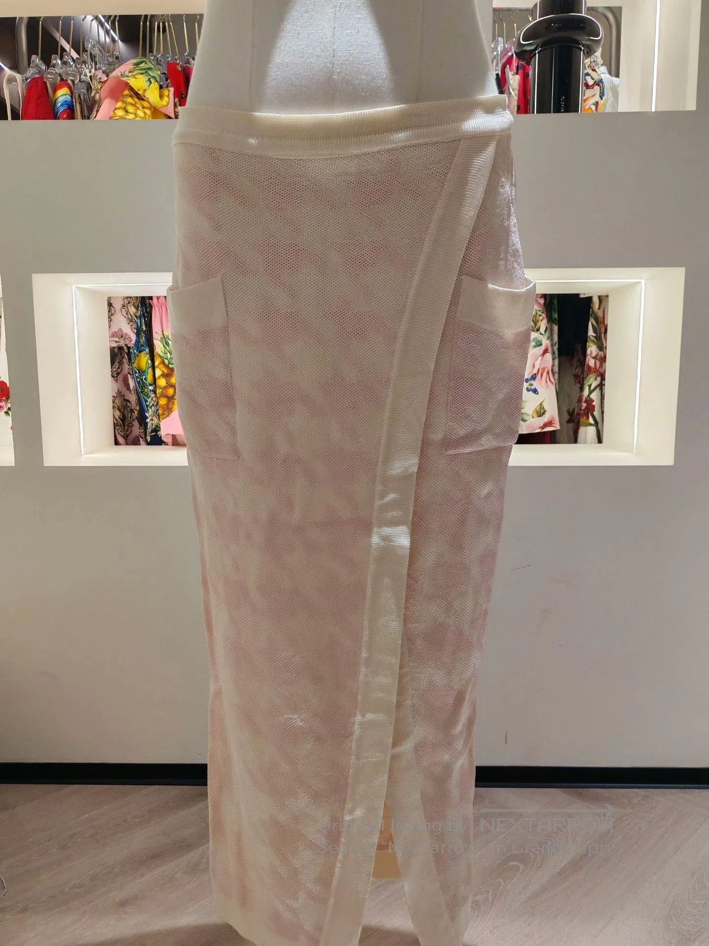 Balmain Balmain Light Pink Mesh Knit Wrap Skirt. Size 35" - 1 Thumbnail