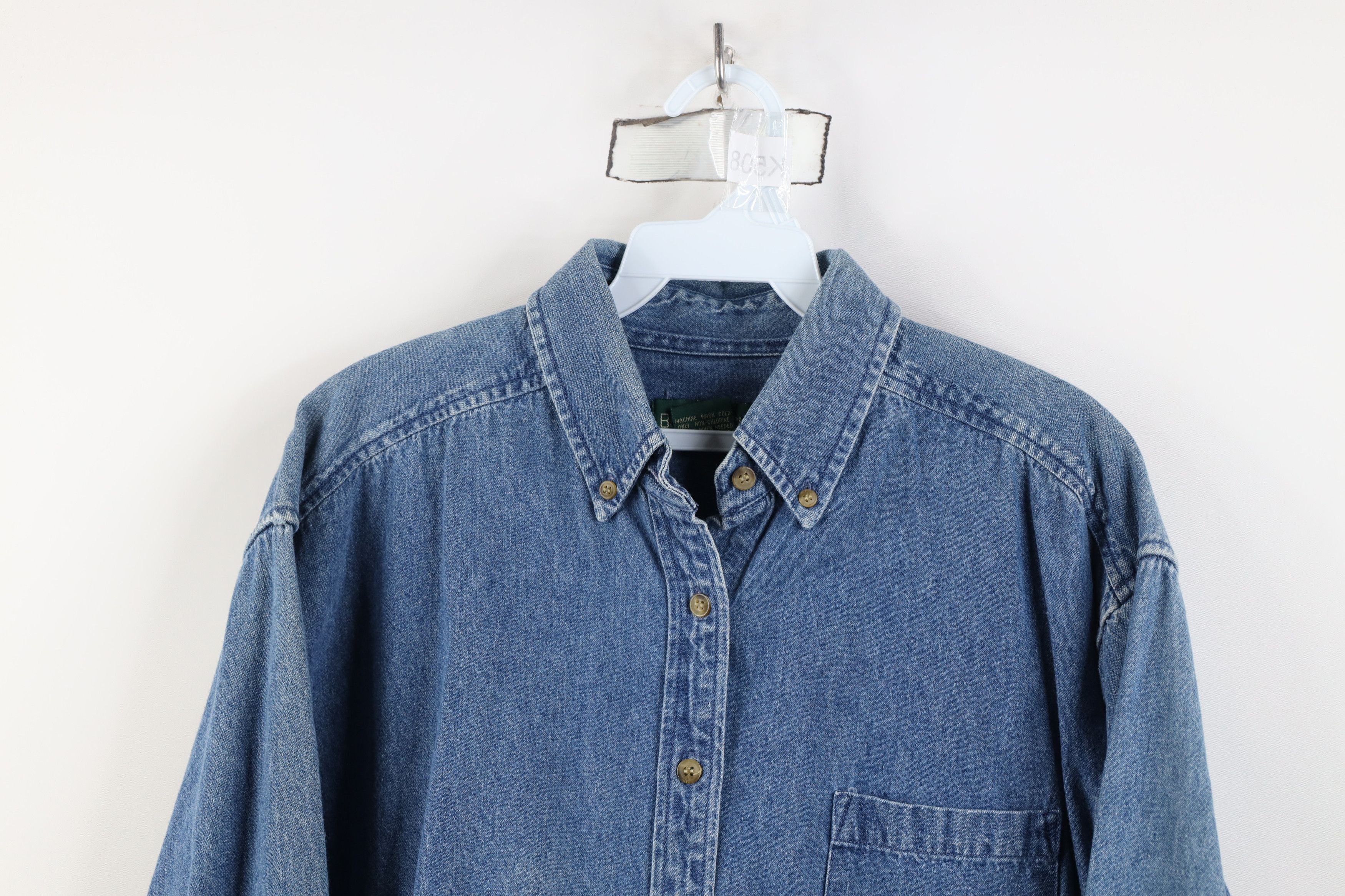 Vintage Vintage 90s Streetwear Collared Denim Button Down Shirt Size L / US 10 / IT 46 - 2 Thumbnail