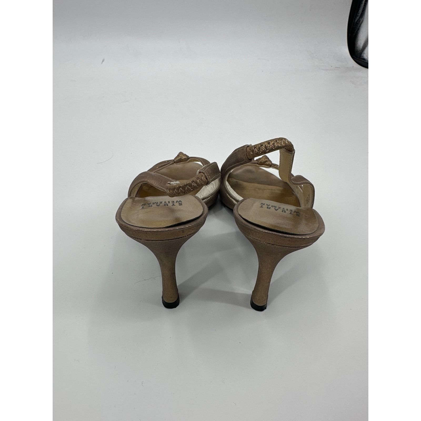 Stuart Weitzman Stuart Weitzman Slingback Metallic Gold Peep Toe Heels US 7 Size US 7 / IT 37 - 3 Thumbnail