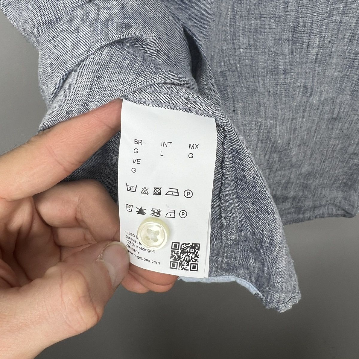 Designer × Hugo Boss Brand New Men’s Hugo Boss Casual Linen Shirt L Grey Size US L / EU 52-54 / 3 - 7 Thumbnail