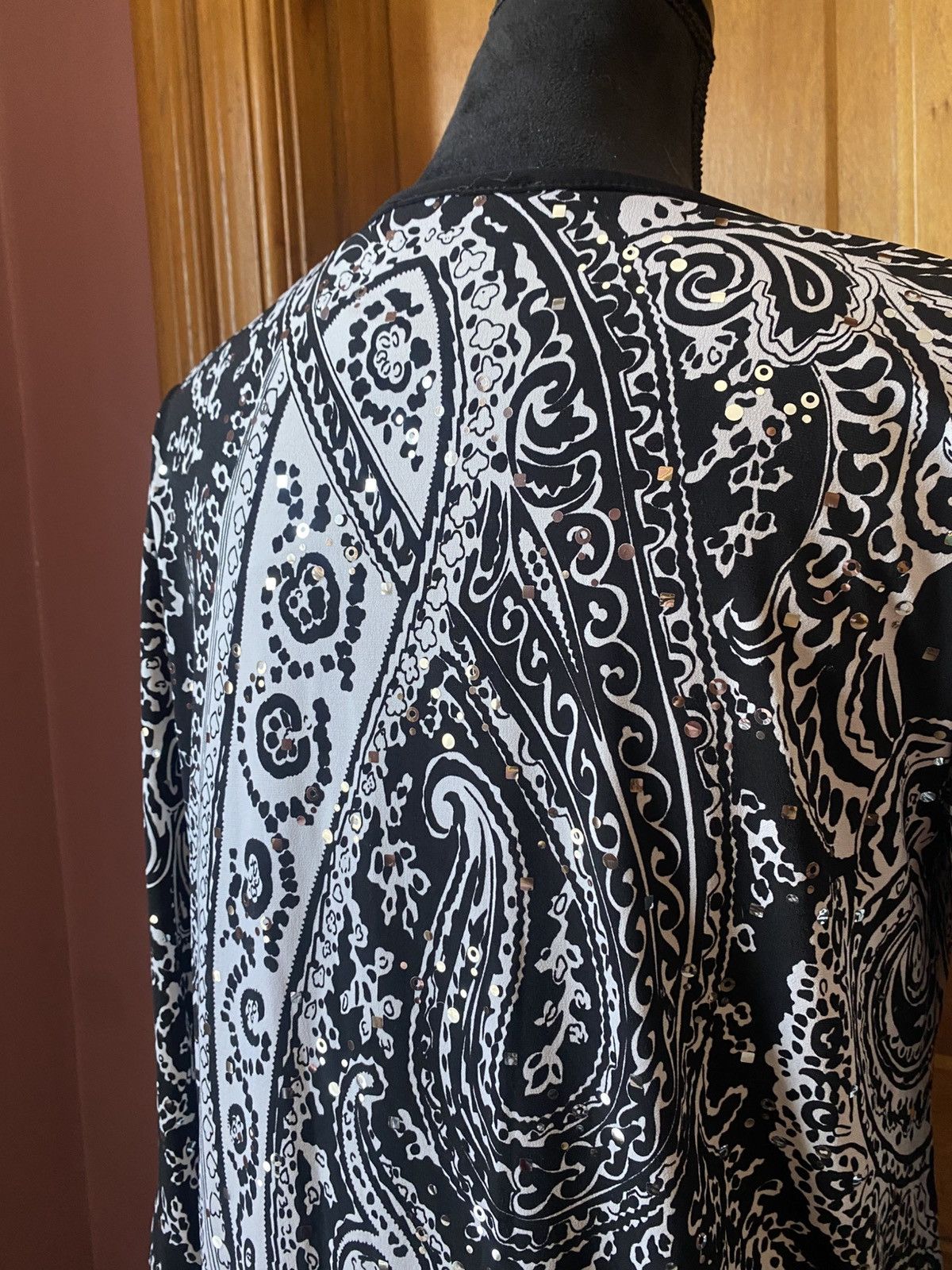 Joseph Ribkoff Joseph Ribkoff Women's Blk/White Paisley Layered Blouse Size XL / US 12-14 / IT 48-50 - 9 Thumbnail
