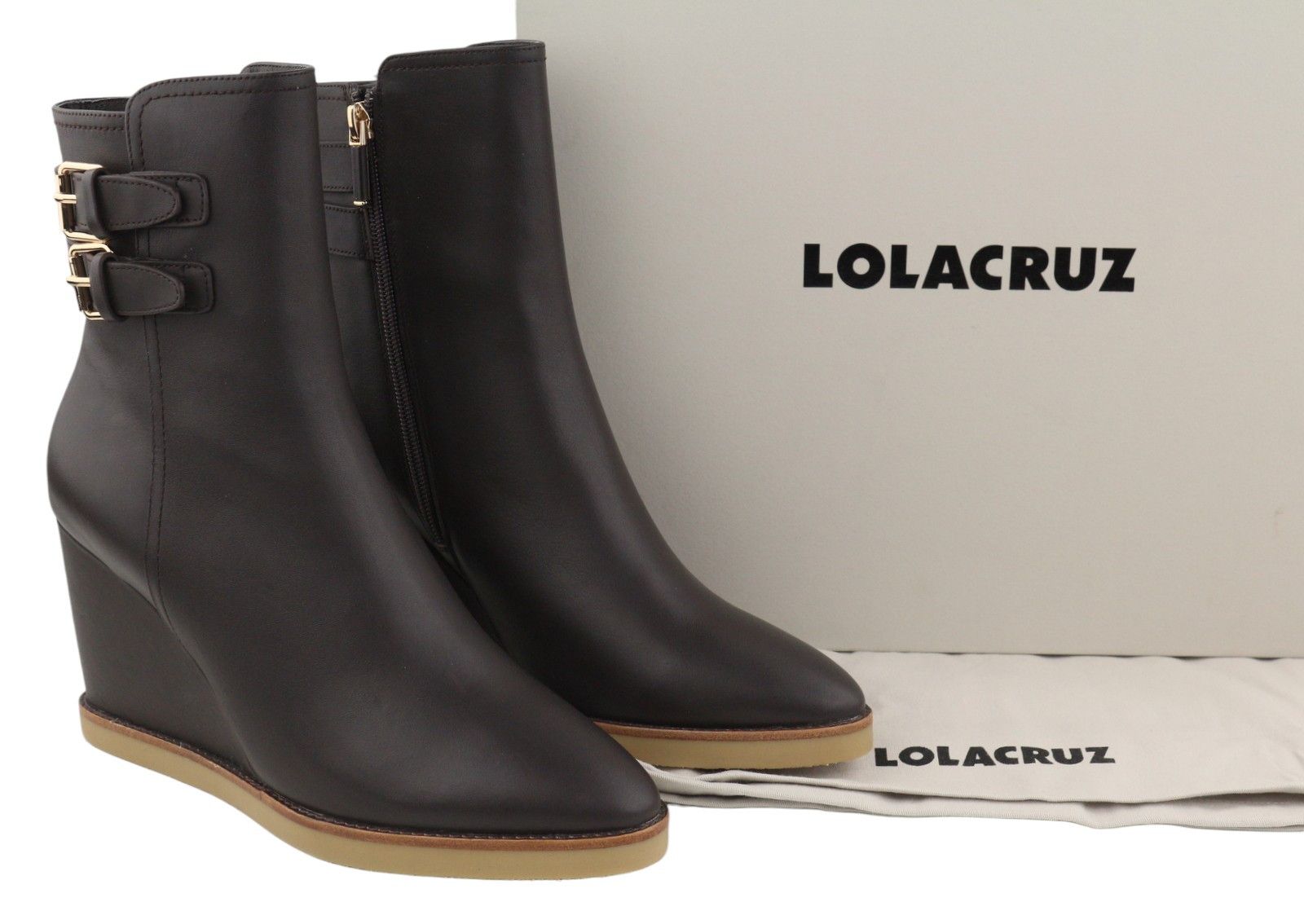 Other LOLA CRUZ DANA II EU40 Brown Leather Platform 87542 Size US 9 / IT 39 - 1 Thumbnail