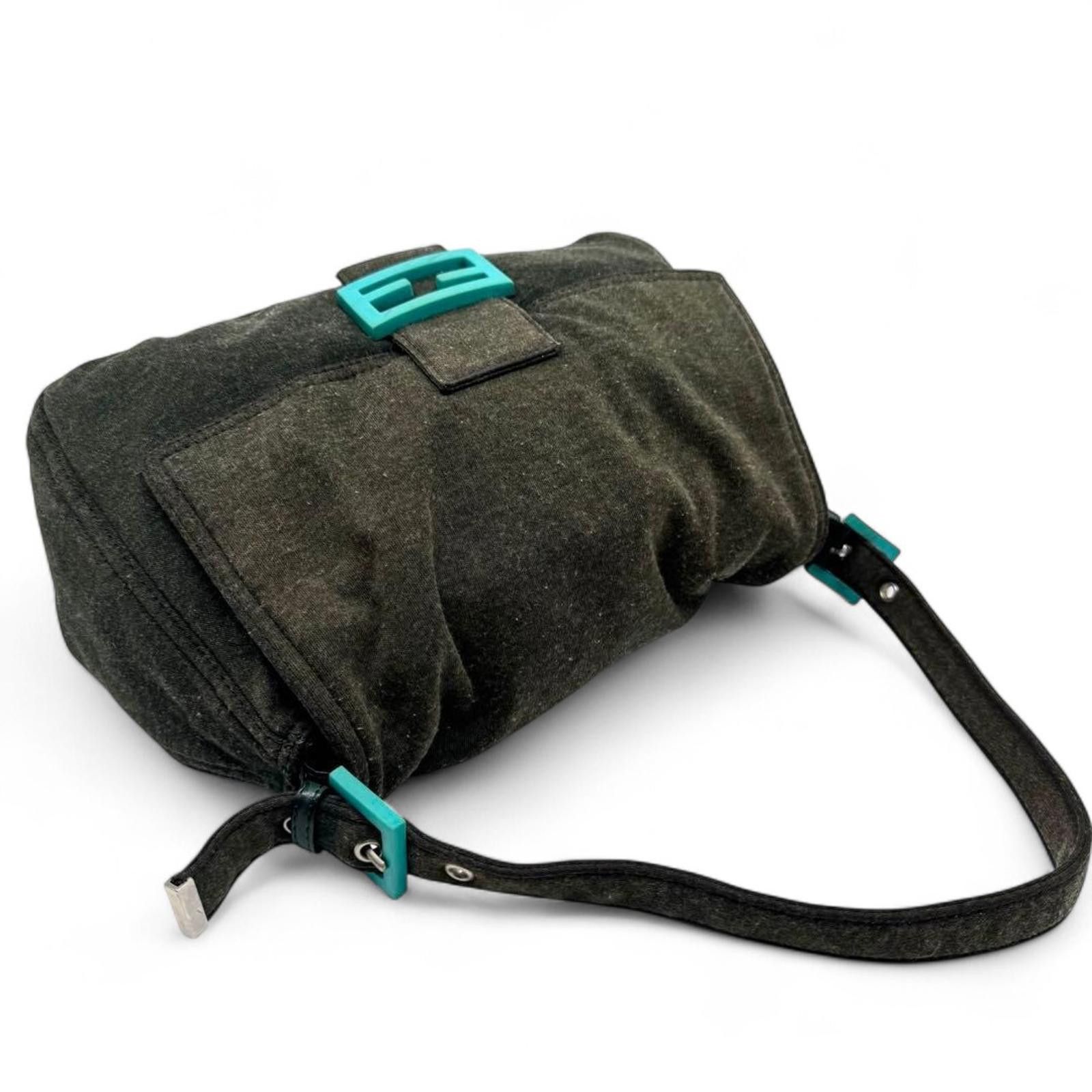 Fendi Fendi - Green Fabric Baguette Bag Turquoise Buckle Size ONE SIZE - 5 Thumbnail