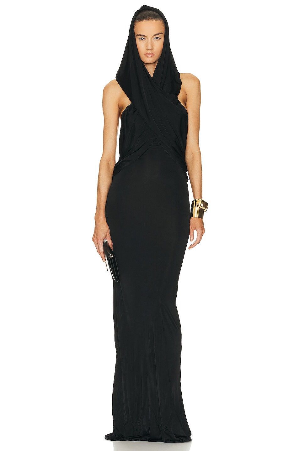 Saint Laurent Paris o1s1wg111124 Robe Jersey Shiny Dress in Noir Size XS / US 0-2 / IT 36-38 - 2 Thumbnail