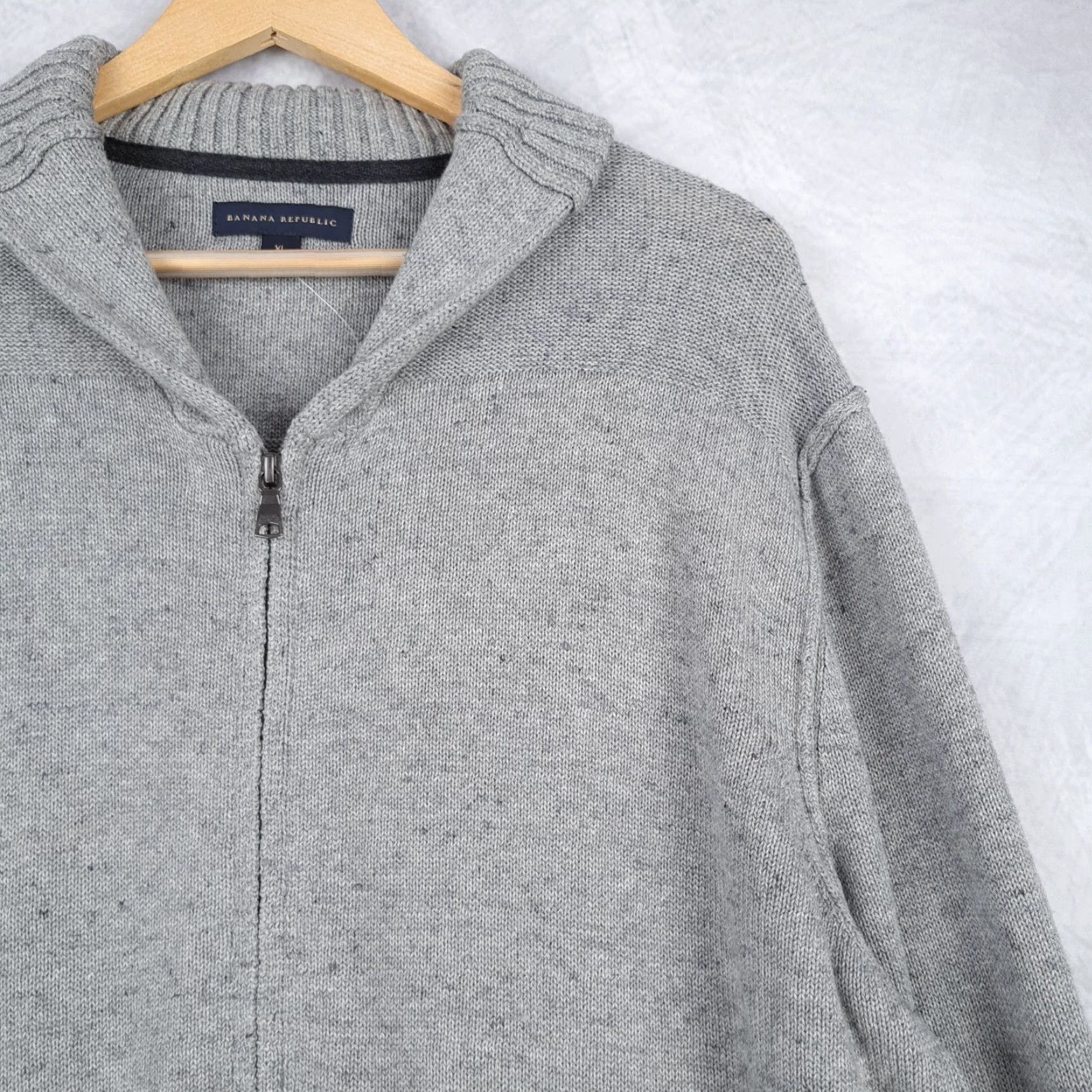 Banana Republic Banana Republic Cardigan Sweater Mens XL Gray Full Zip Shawl Collar Pockets NWT Size US XL / EU 56 / 4 - 6 Thumbnail