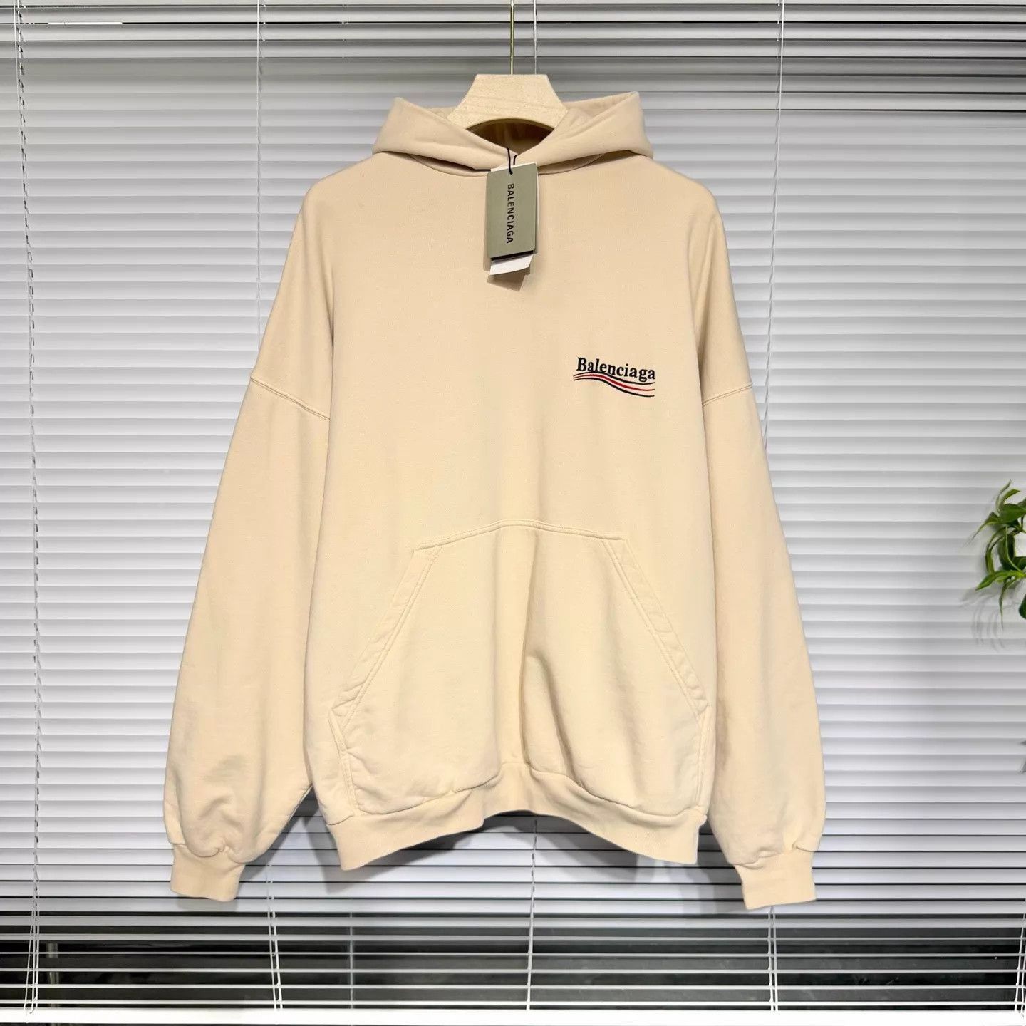 Balenciaga Beige Oversized Hoodie with Front Pocket - Size S Size US S / EU 44-46 / 1 - 1 Thumbnail