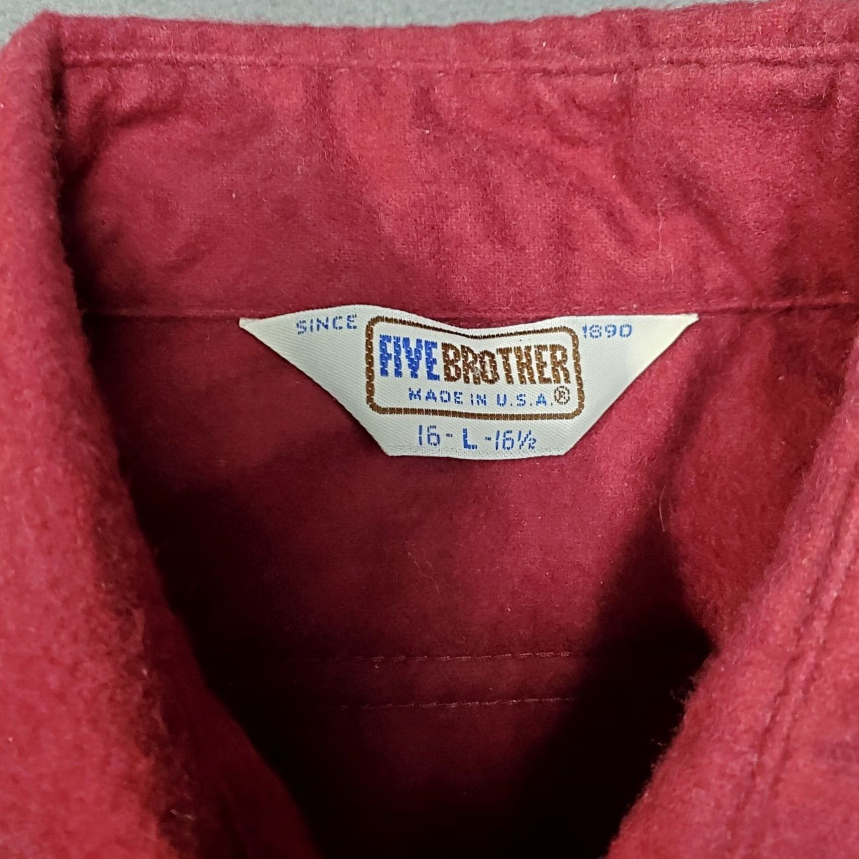 Vintage VINTAGE Five Brothers Shirt Mens Large Red Flannel Union Made in USA Button-Up Long Sleeve Pockets Cotton Size L Size US L / EU 52-54 / 3 - 4 Thumbnail