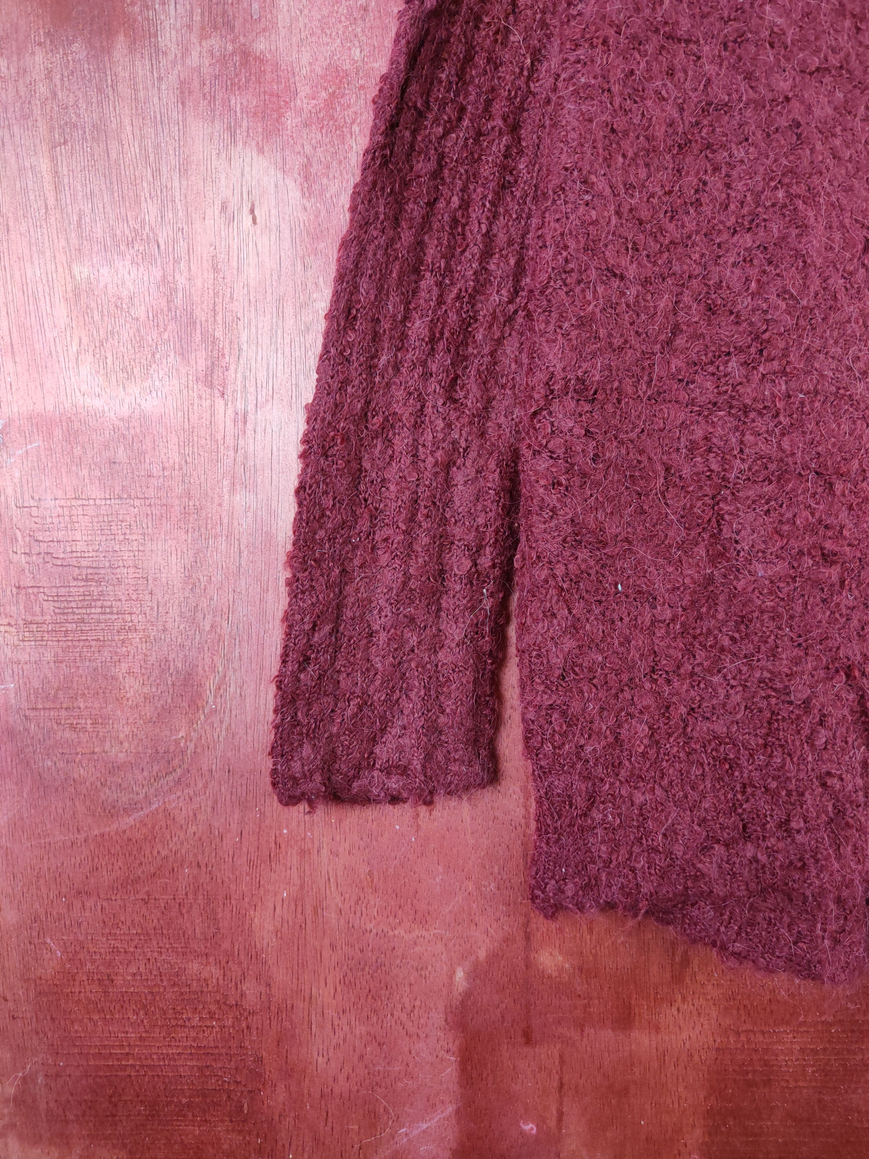 Aran Isles Knitwear Lowrys Farm Maroon Fur Mohair Knitwear #S2022 Size L / US 10 / IT 46 - 4 Thumbnail
