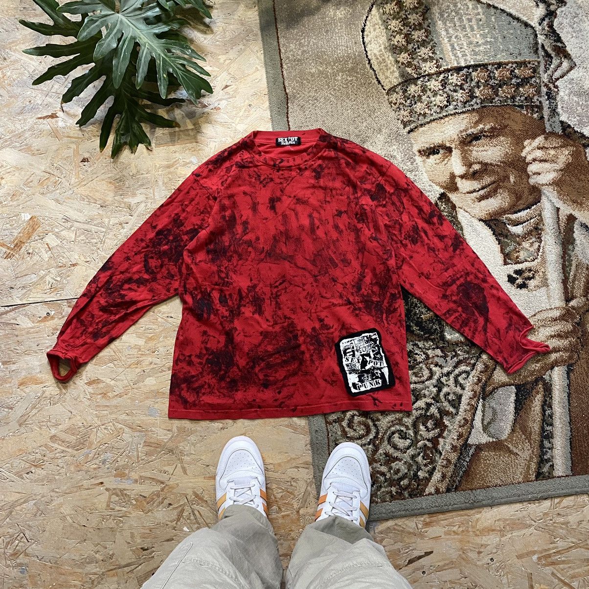 image of Avant Garde x Vintage Y2K Sex Pot Revenge Amazing Punk Long Sleeve in Red, Men's (Size Medium)