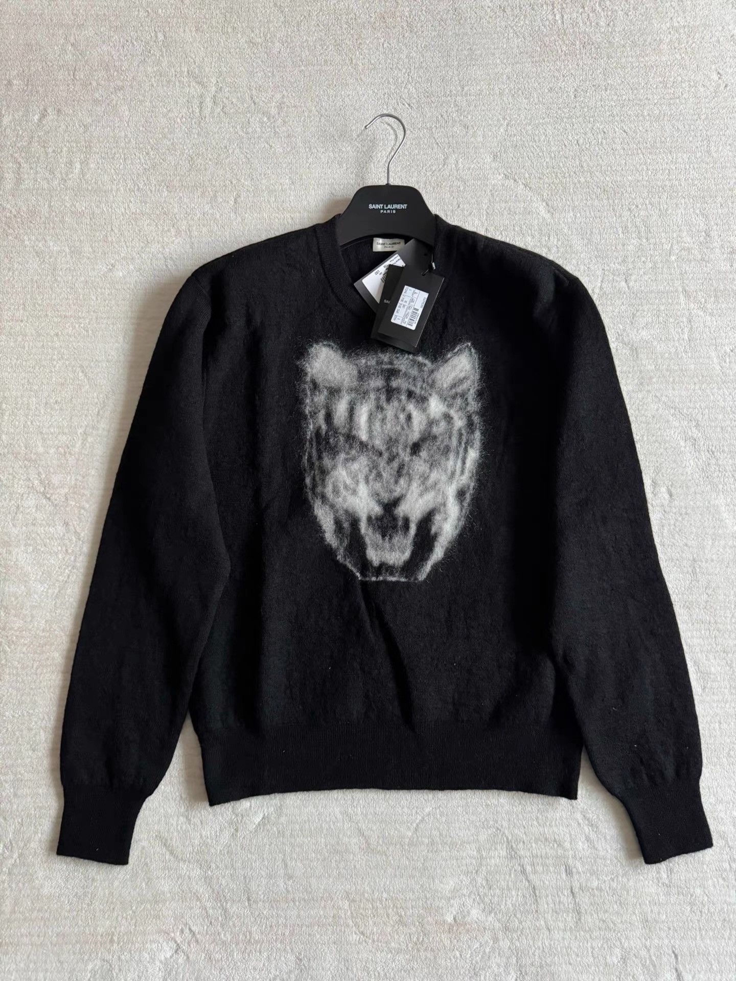 Saint Laurent Paris SLP 16AW Black Woven Mohair Wool Brushed Tiger Head K33 Size US M / EU 48-50 / 2 - 2 Thumbnail