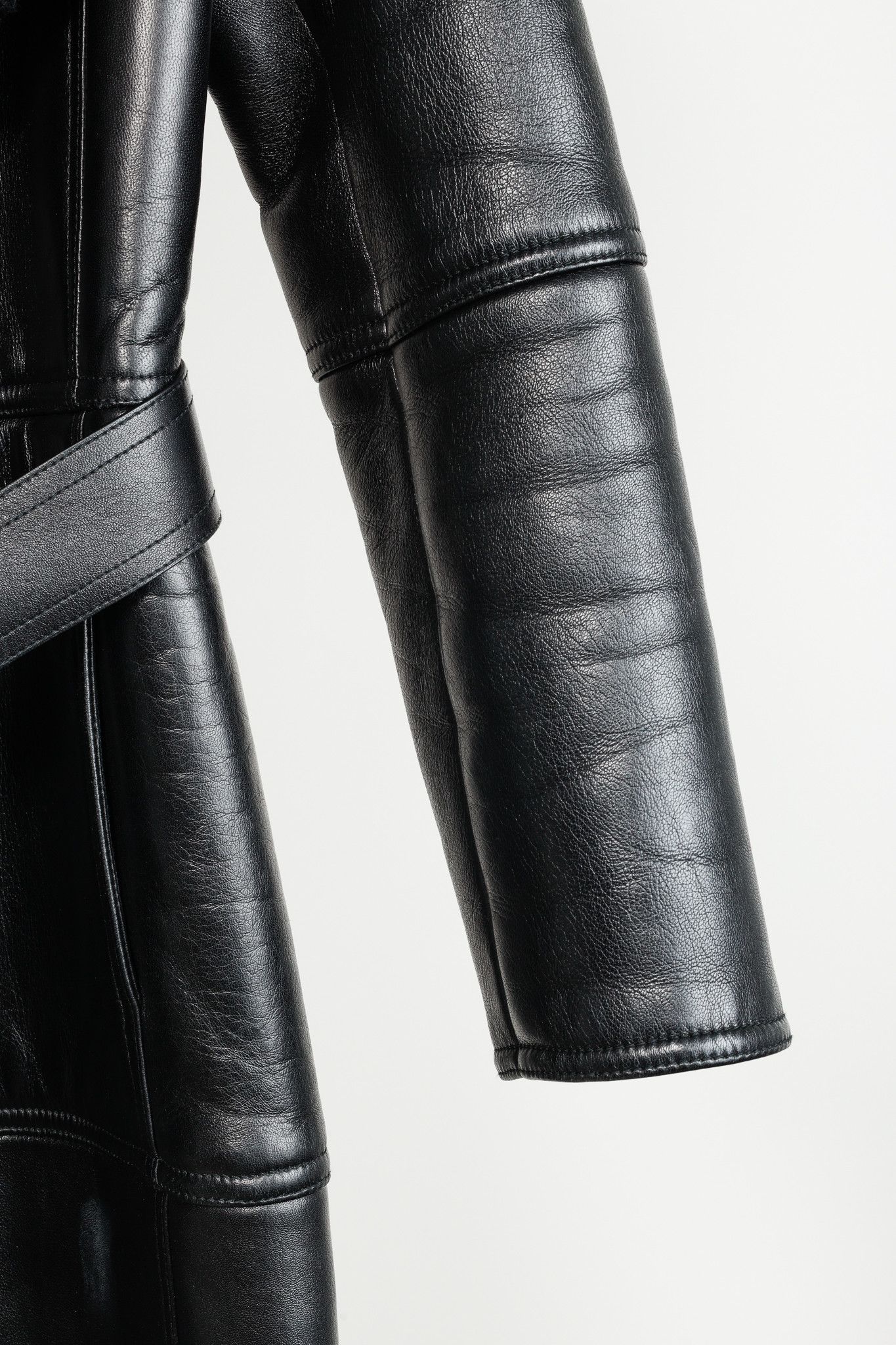 Balenciaga Balenciaga PF/19 Black Leather Shearling Belted Trench Coat Size S / US 4 / IT 40 - 4 Thumbnail
