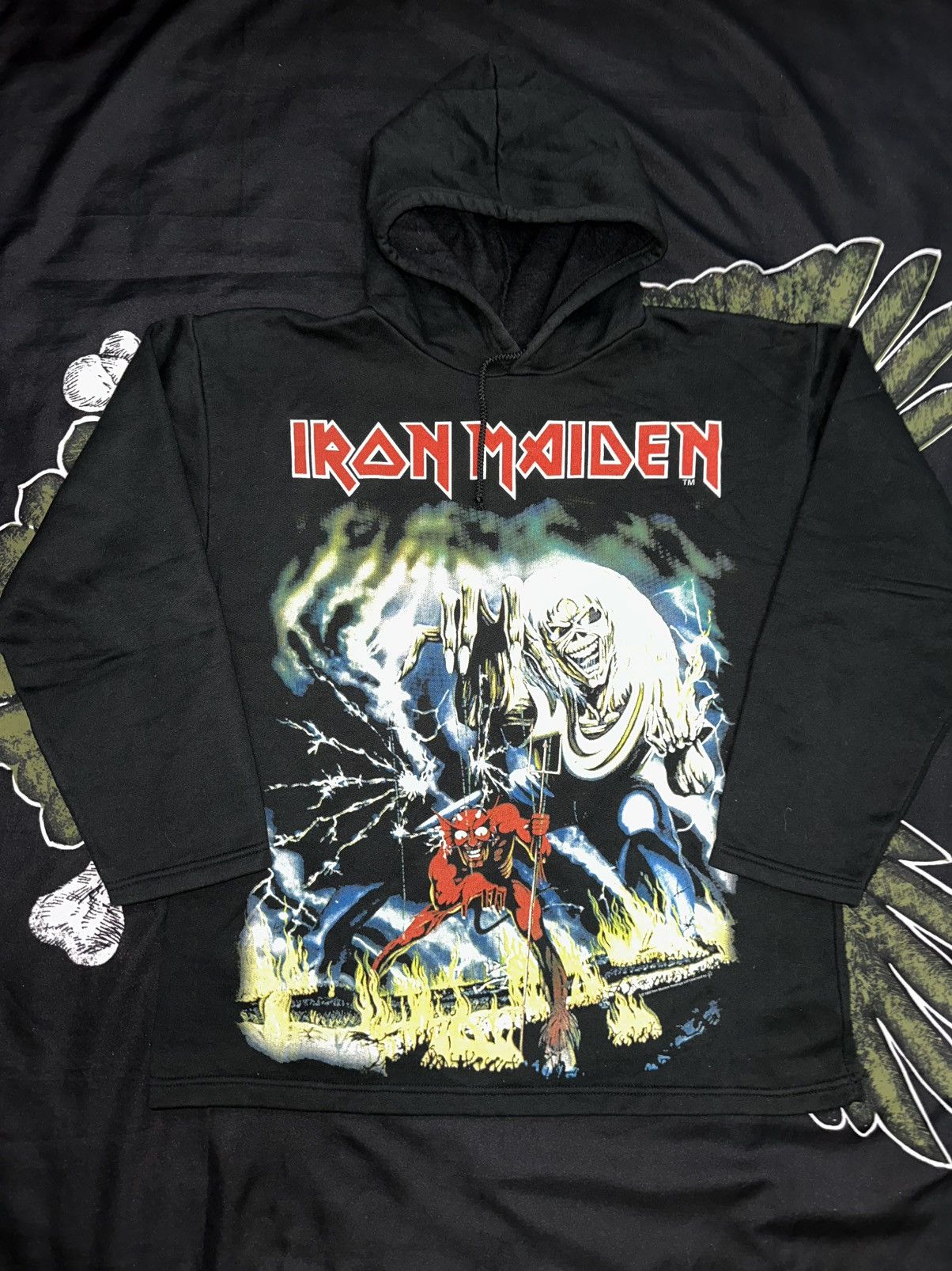 Iron Maiden × Vintage Vintage Very Rare Iron Maiden hoodie 82s 80s rock Size US L / EU 52-54 / 3 - 1 Thumbnail
