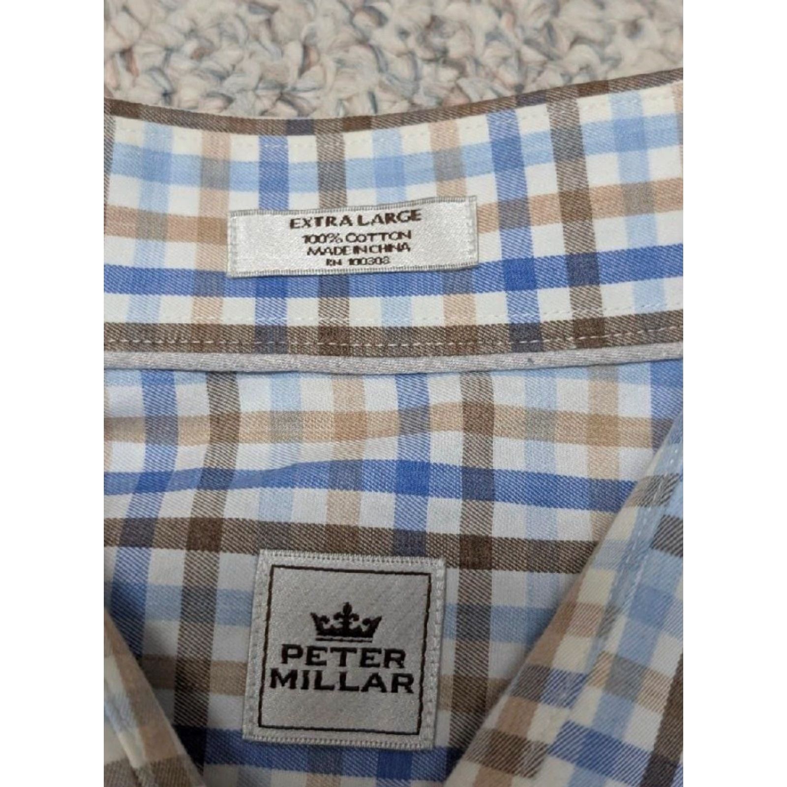 Peter Millar PETER MILLAR long sleeve GINGHAM cotton shirt XL blue plaid men's shirt XL Size US XL / EU 56 / 4 - 5 Thumbnail