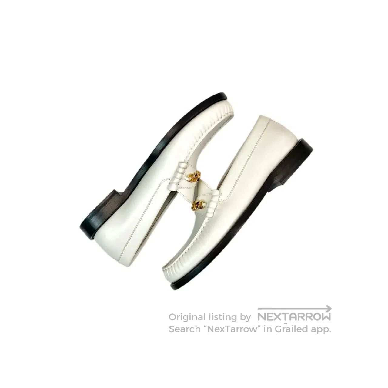 Celine Celine Arc de Triomphe gold chain white loafers| Size US 5.5 / IT 35.5 - 3 Thumbnail