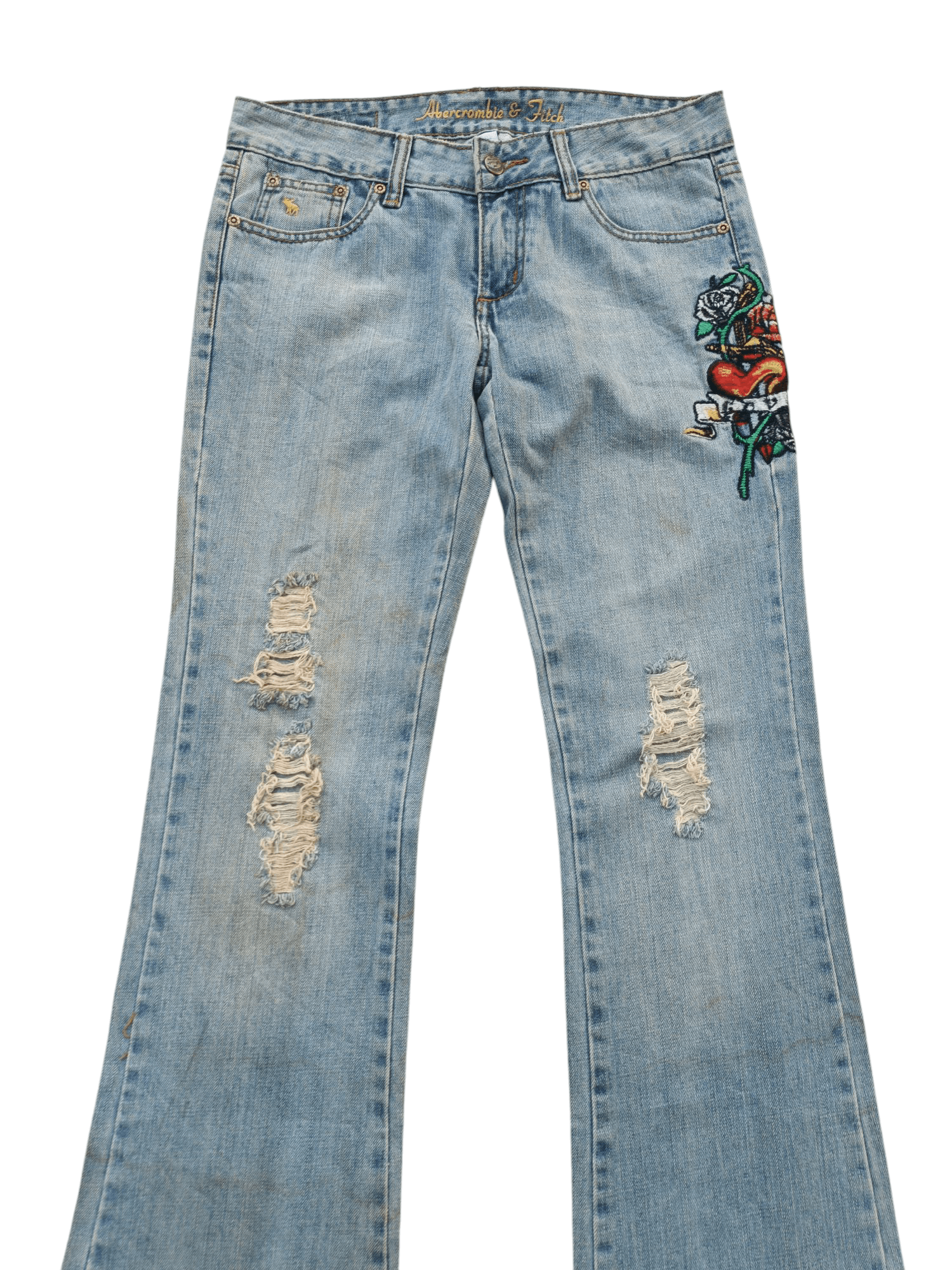 Abercrombie & Fitch FLARED Abercrombie & Fitch Distressed Embroidery Denim E218 Size US 30 / EU 46 - 3 Thumbnail