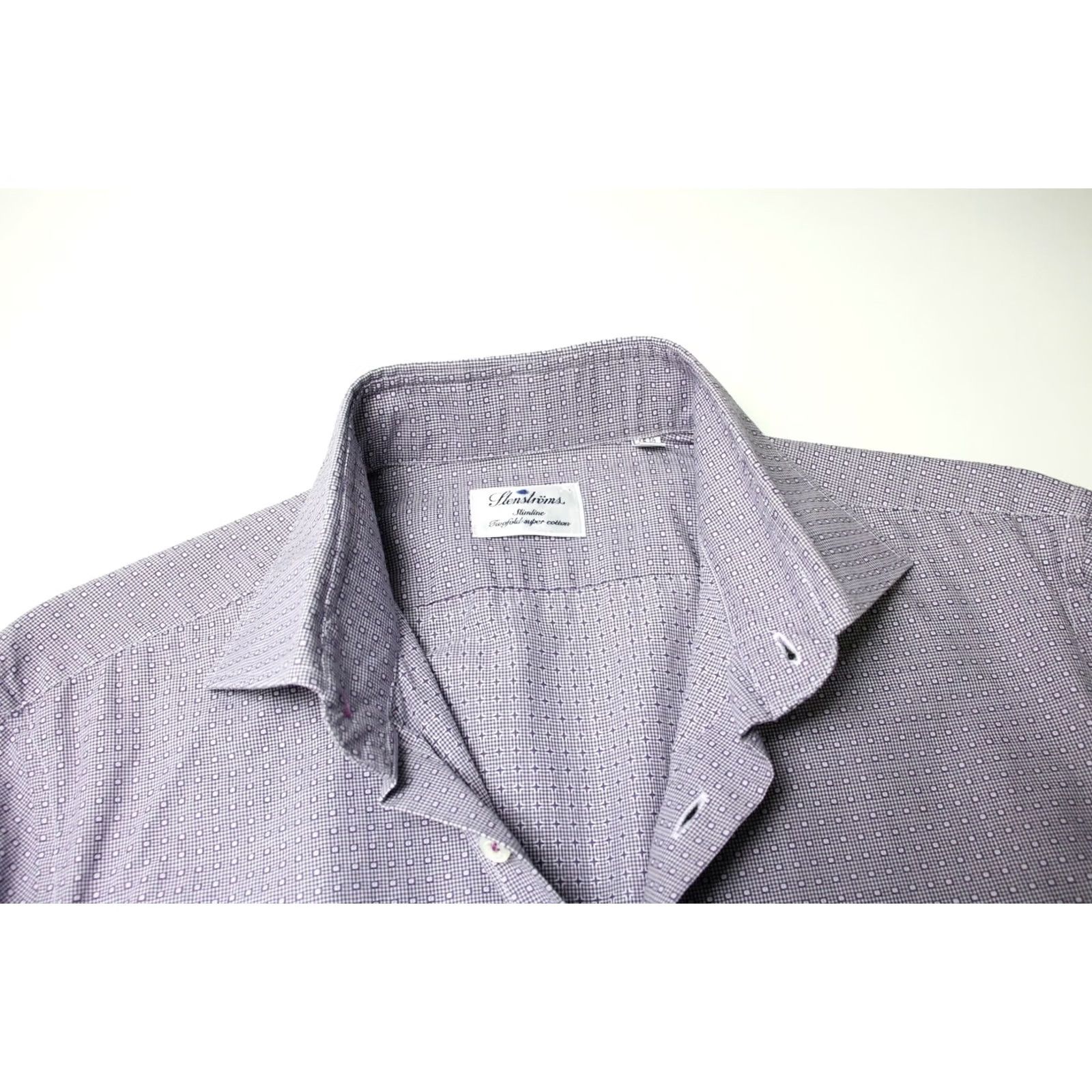 Vintage STENSTROMS Shirt Men's 39 / 15 1/2 Purple Button Slimline Twofold Super Cotton Button-Up Long Sleeve Size US L / EU 52-54 / 3 - 4 Thumbnail