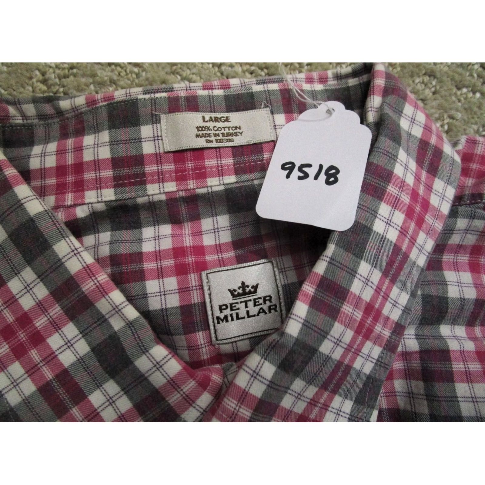 Peter Millar Peter Millar Shirt Men Large Pink Gray Check Long Sleeve Button-Down Cotton Size US L / EU 52-54 / 3 - 7 Thumbnail