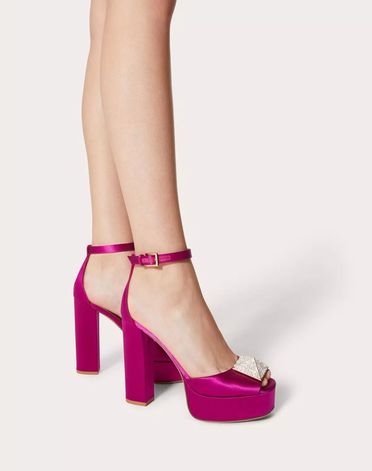 Valentino o1s1wg111125 One Stud Open-toe Satin Platform Pumps in Pink Size US 5.5 / IT 35.5 - 6 Thumbnail