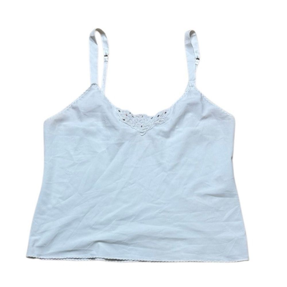 Vintage Vintage Vanity Fair White Camisole with Embroidery Size 38 / Size L / US 10 / IT 46 - 1 Thumbnail