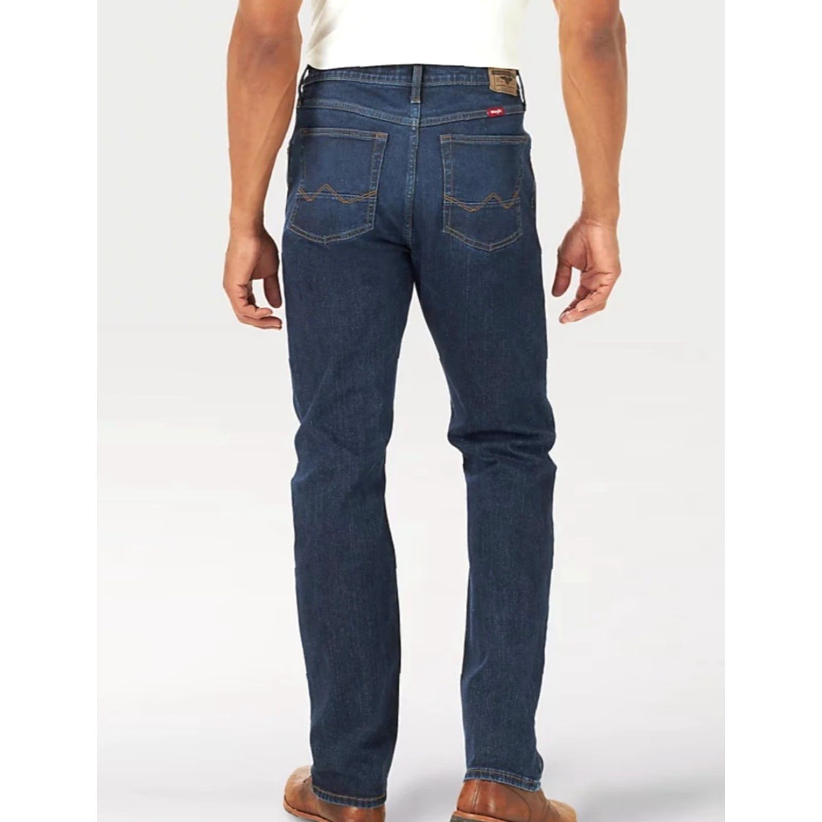 Wrangler Wrangler Jeans Mens 42x30 Five Star Premium Straight Fit Stretch Banks Blue Jeans Mens 42 Regular Comfort Pockets Denim USA Cowboy Stars 13MWZ? Size US 42 / EU 58 - 3 Thumbnail