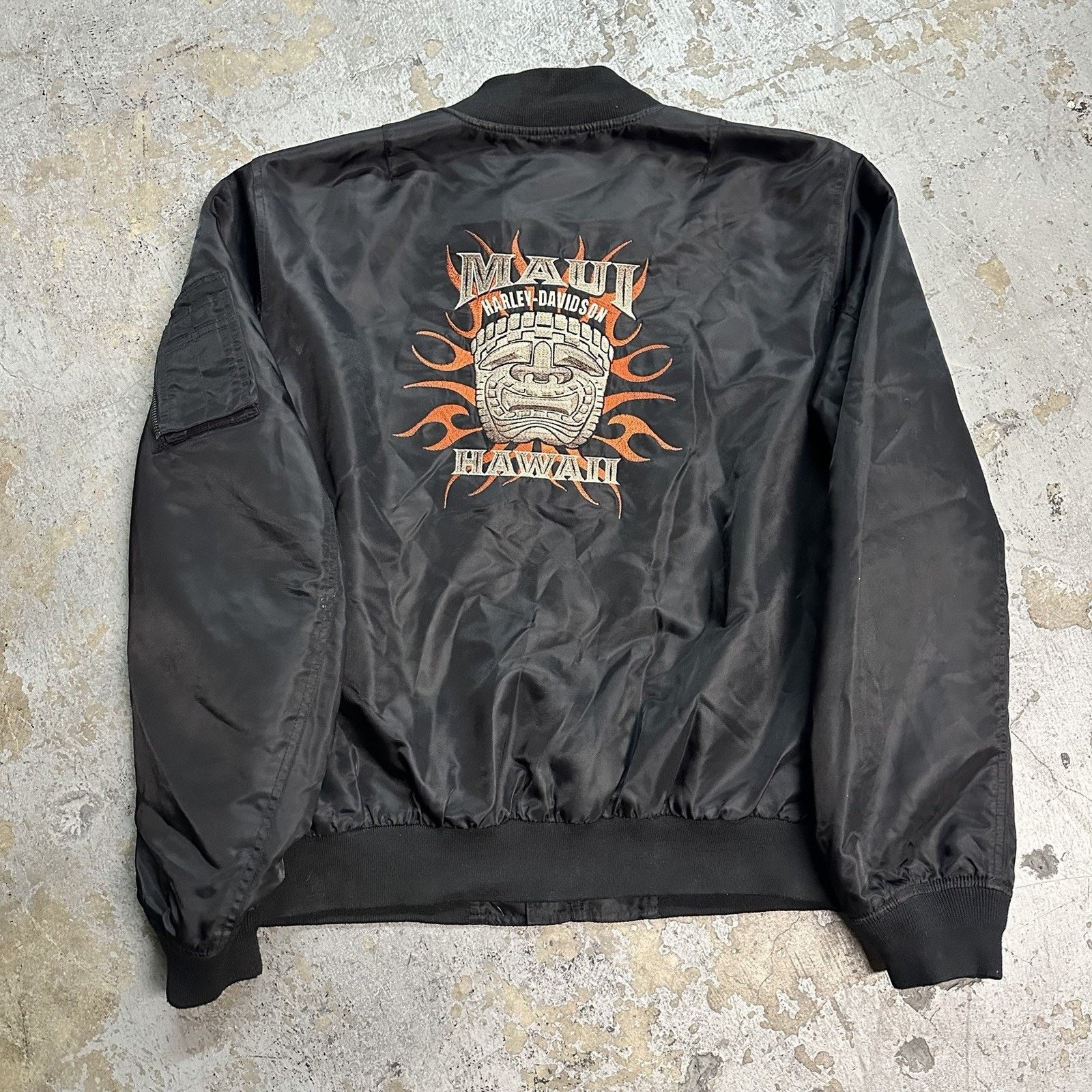 Harley Davidson Harley Davidson Maui Hawaii Black Flyer Bomber Jacket Sz L Size US L / EU 52-54 / 3 - 4 Thumbnail