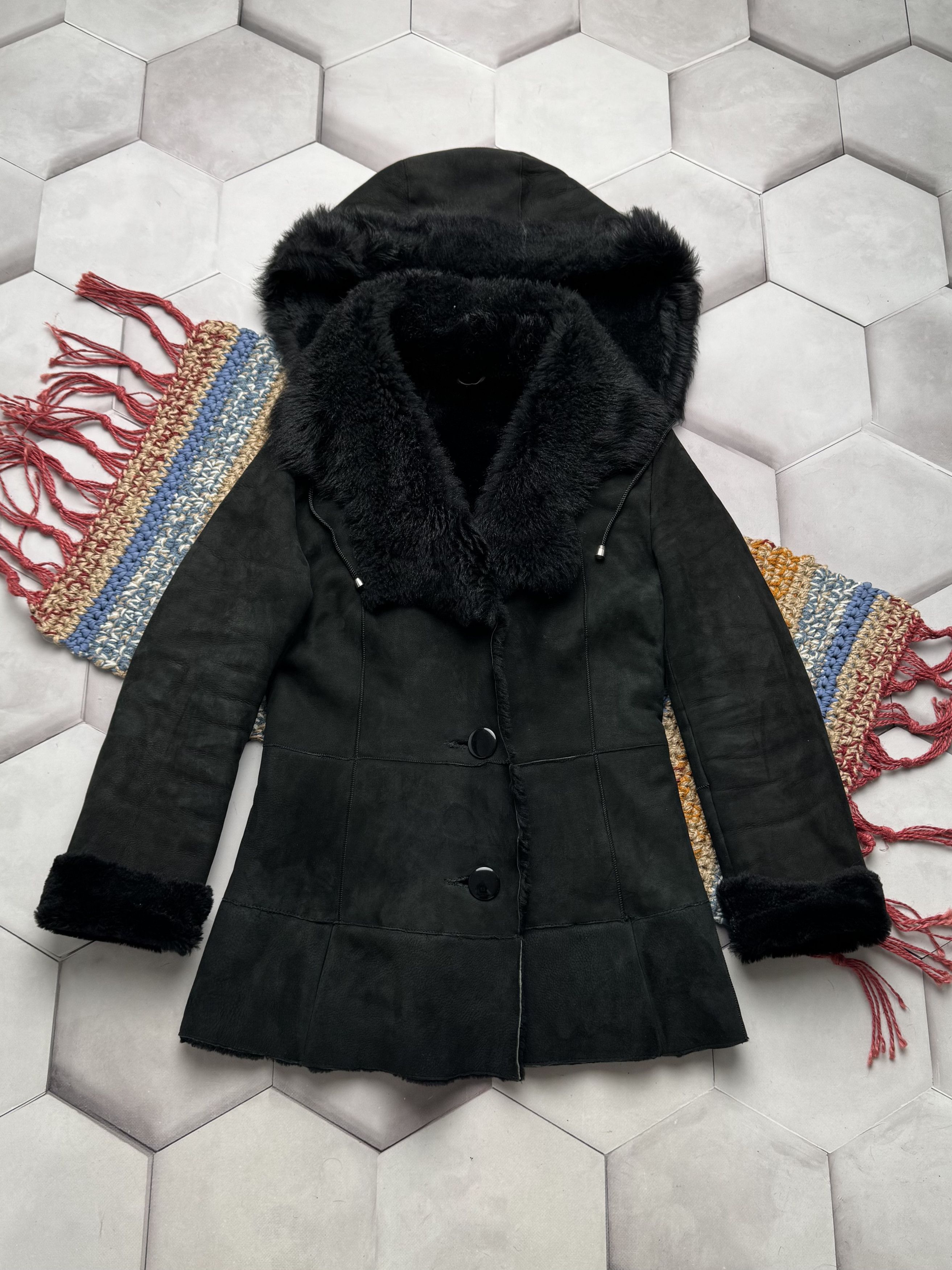 Japanese Brand Vintage Real Sheepskin Hooded Coat (E4) Size S / US 4 / IT 40 - 1 Thumbnail