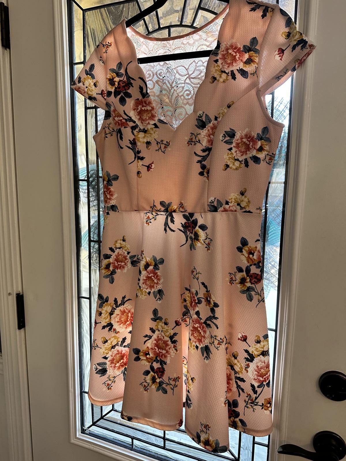 Designer Three Pink Hearts Floral Lace-Back Dress - XL Size XL / US 12-14 / IT 48-50 - 6 Thumbnail