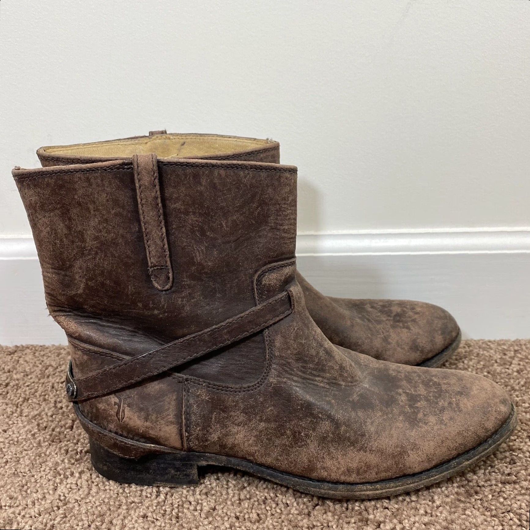 Frye FRYE Lindsay Plate Short Boots Womens 8.5 B Leather Dusty Graphite Stone Size 30" / US 8 / IT 44 - 2 Thumbnail