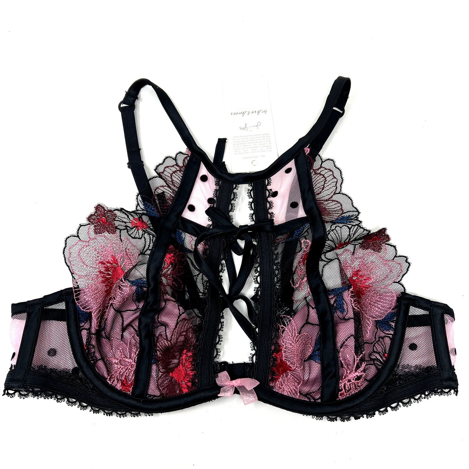 For Love & Lemons For Love and Lemons Zinnia High Neck Bra 32 A pink black C0 Size ONE SIZE - 3 Thumbnail