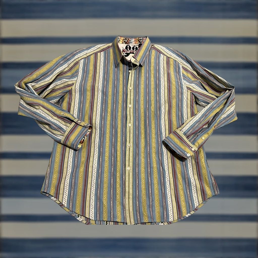 Robert Graham Robert Graham Striped Long Sleeve Button-Up Shirt Mens 2XL Multicolor Embroidered Flip Cuffs Size US XXL / EU 58 / 5 - 1 Thumbnail