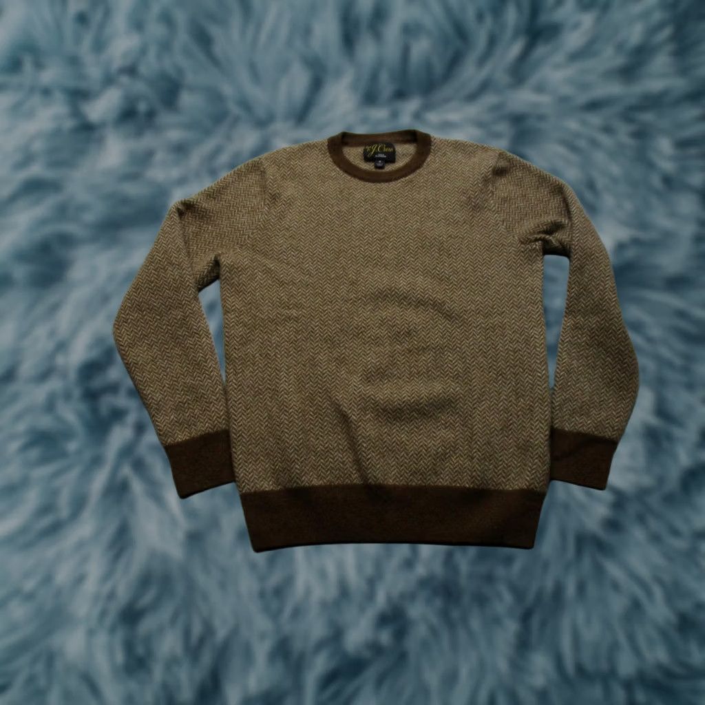 J.Crew J.Crew Sweater Mens M Brown 100% Cashmere Herringbone Crewneck Knit Pullover Size US M / EU 48-50 / 2 - 1 Thumbnail