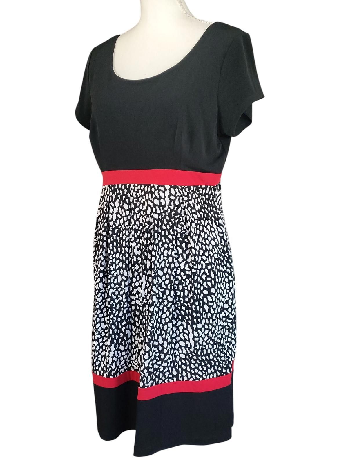Other En Focus Studio Black & White Midi Dress with Red Accents Size XL / US 12-14 / IT 48-50 - 5 Thumbnail