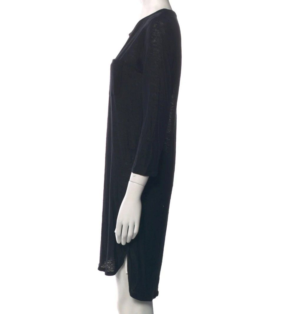 Brochu Walker Linen Shift Black Dress 3/4 Sleeves Minimalist Crew Neck Size S / US 4 / IT 40 - 7 Thumbnail