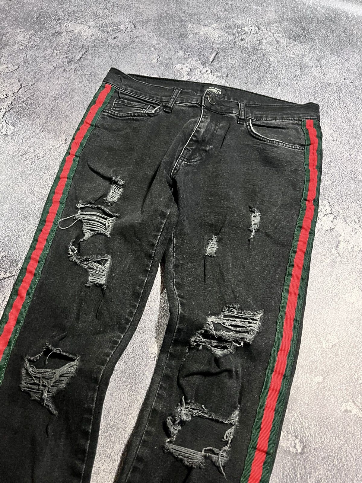Japanese Brand CRAZY Vintage Slim Fit Drip Jean - Archive Y2K Avan Grunge Size US 29 - 4 Thumbnail