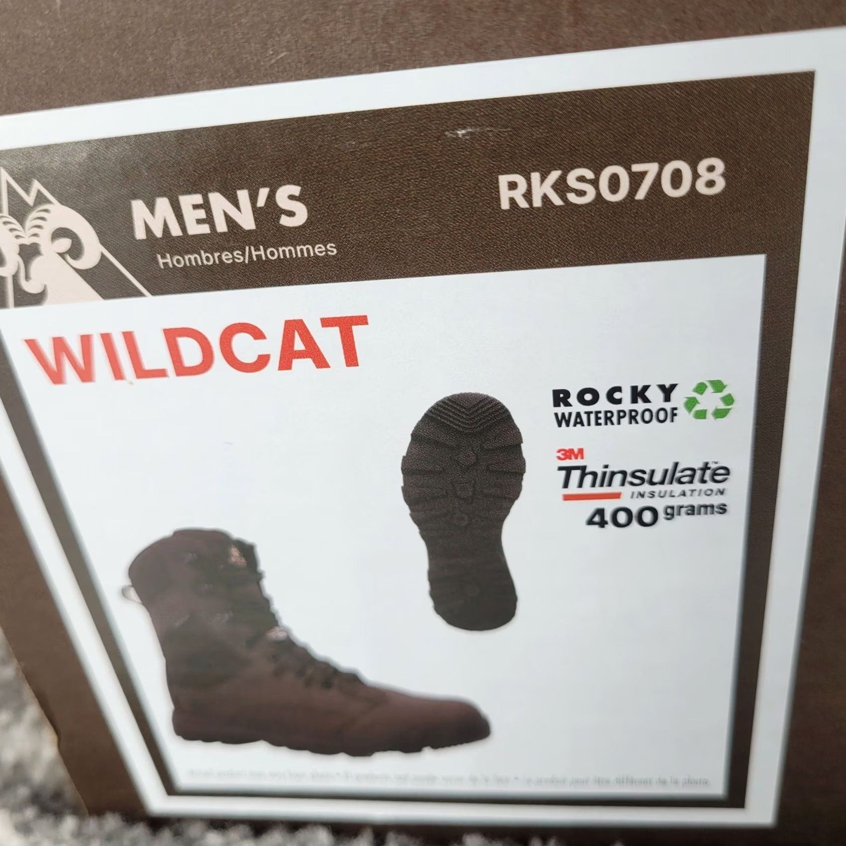 Vintage Rocky Wildcat Mens 8 Inch Waterproof Insulated Hunting Boots Brown 11 M 400g Size US 10 / EU 43 - 2 Thumbnail