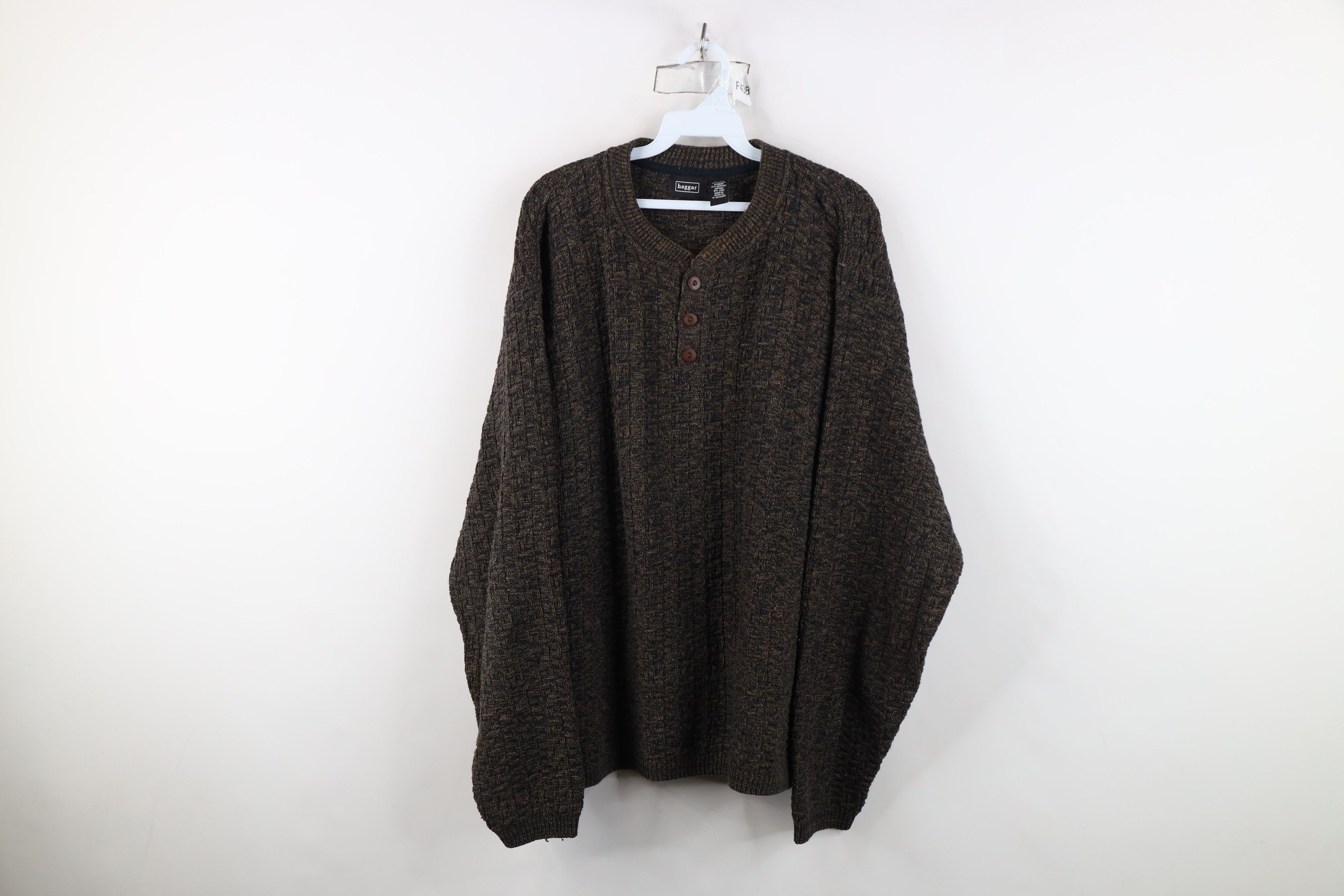 Vintage Vintage 90s Y2K Streetwear Knit Henley Sweater Heather Brown Size US XL / EU 56 / 4 - 1 Thumbnail